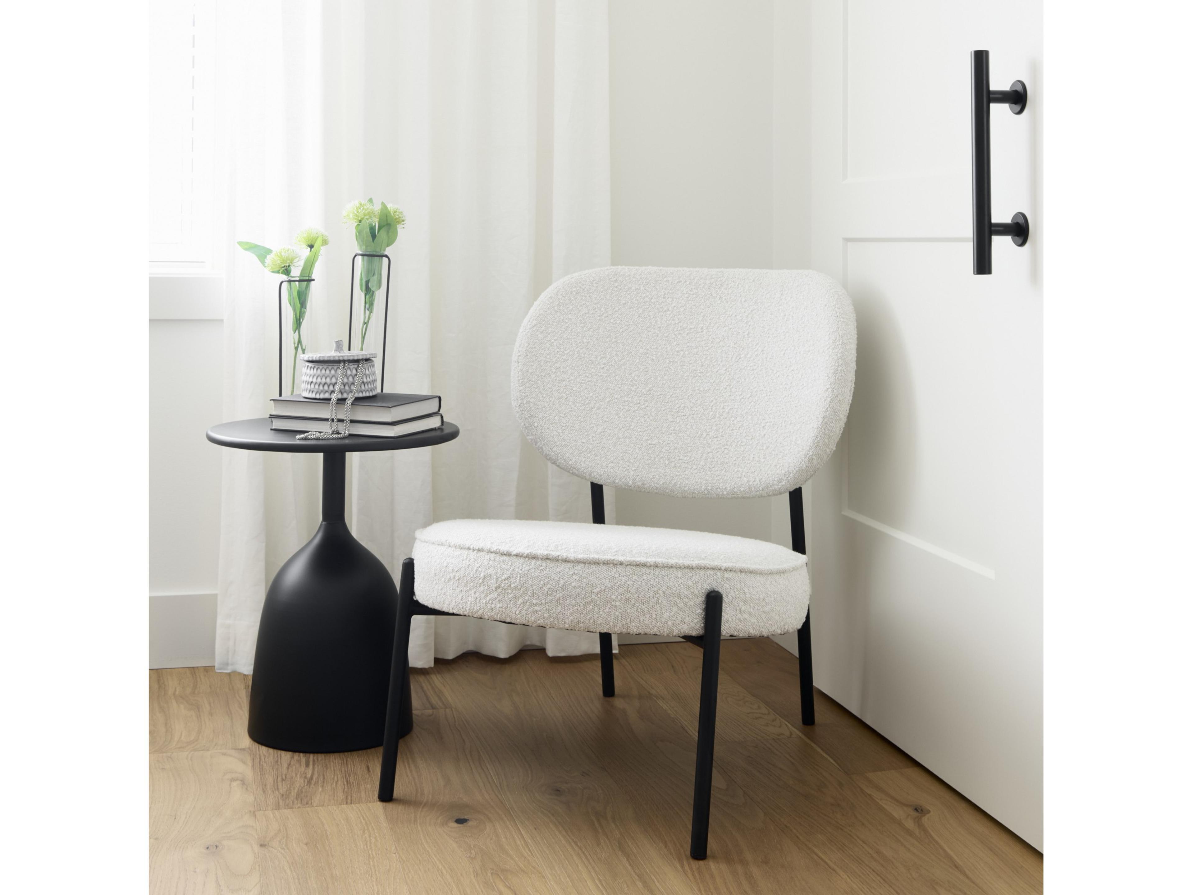 Mercana Amelia Cream Boucle W/Black Metal Upholstered Accent Chair 21.3L x 21.3W x 30.3H