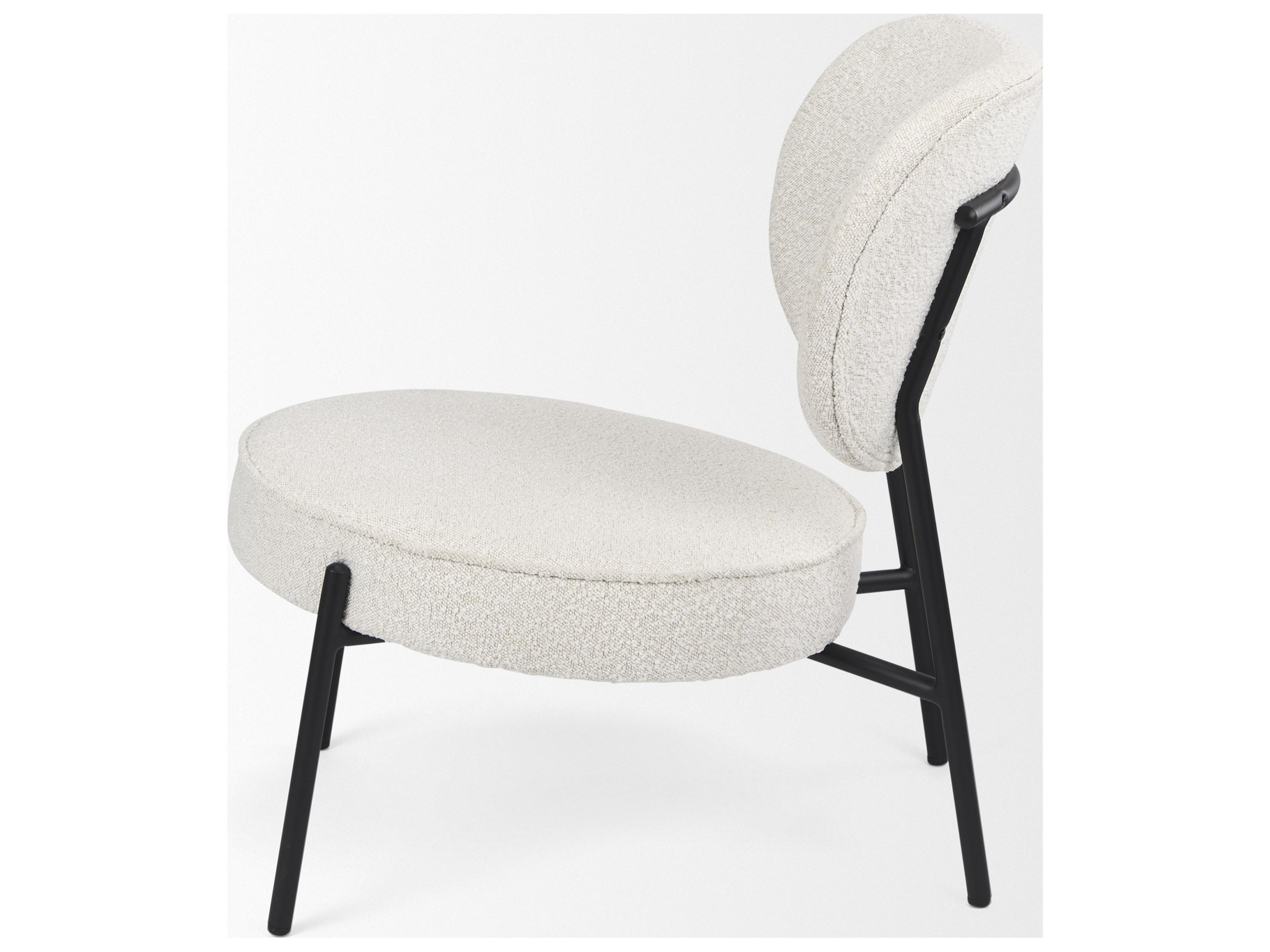 Mercana Amelia Cream Boucle W/Black Metal Upholstered Accent Chair 21.3L x 21.3W x 30.3H