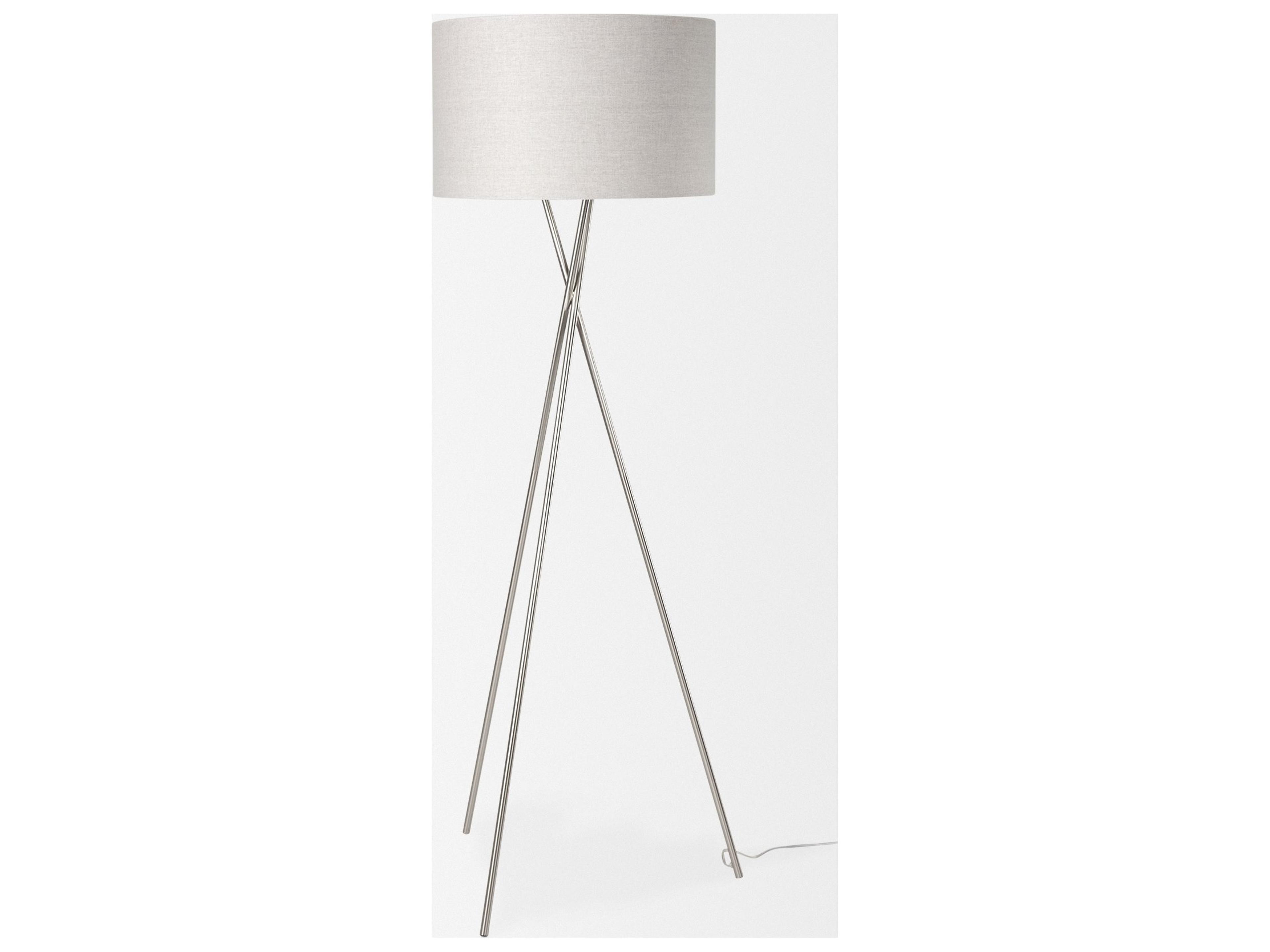 Mercana Ambrose 20.0L x 20.0W x 61.8H Silver Metal W/Beige Fabric Shade Floor Lamp