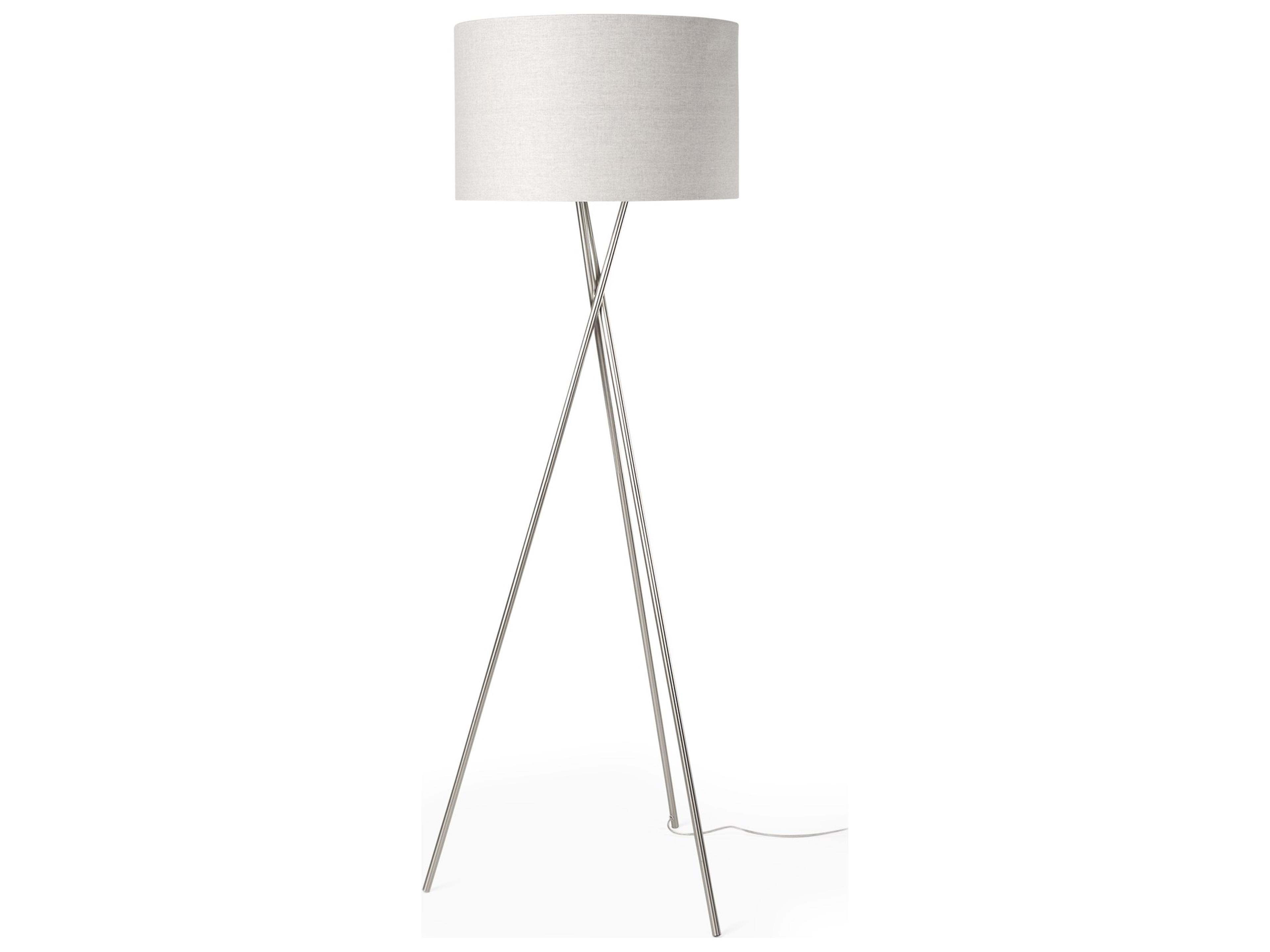 Ambrose 20.0L x 20.0W x 61.8H Silver Metal W/Beige Fabric Shade Floor Lamp