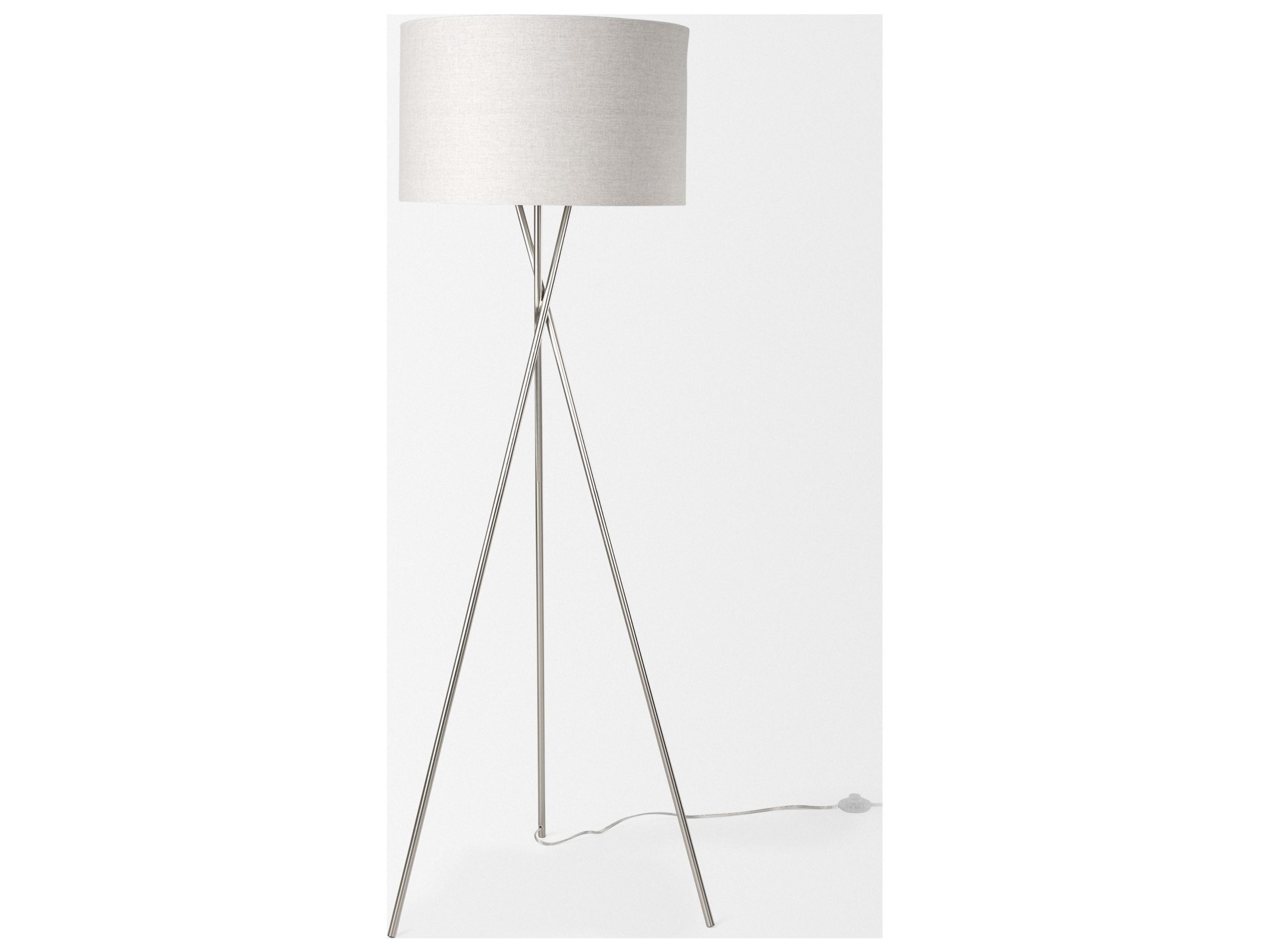 Mercana Ambrose 20.0L x 20.0W x 61.8H Silver Metal W/Beige Fabric Shade Floor Lamp