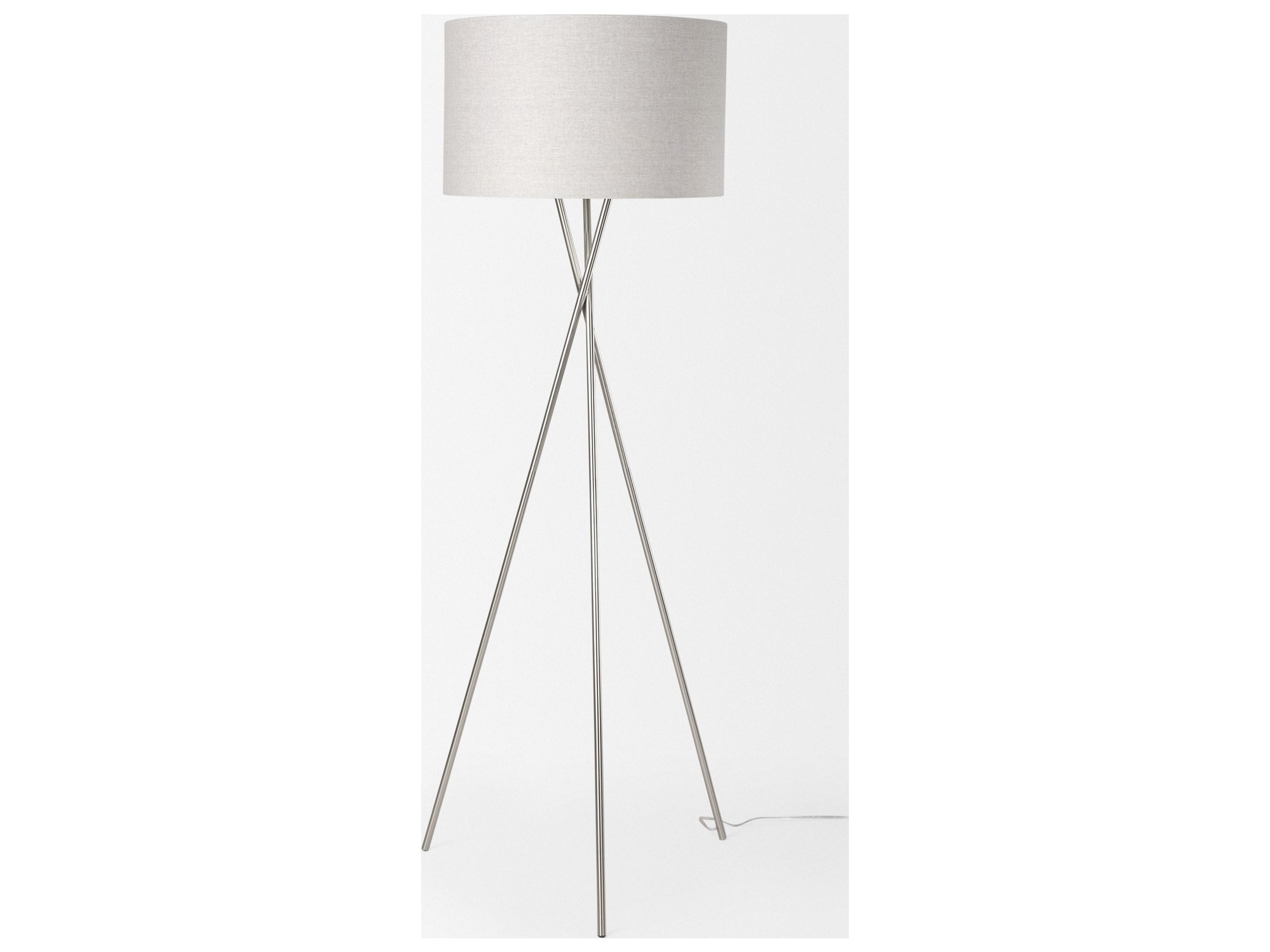 Mercana Ambrose 20.0L x 20.0W x 61.8H Silver Metal W/Beige Fabric Shade Floor Lamp