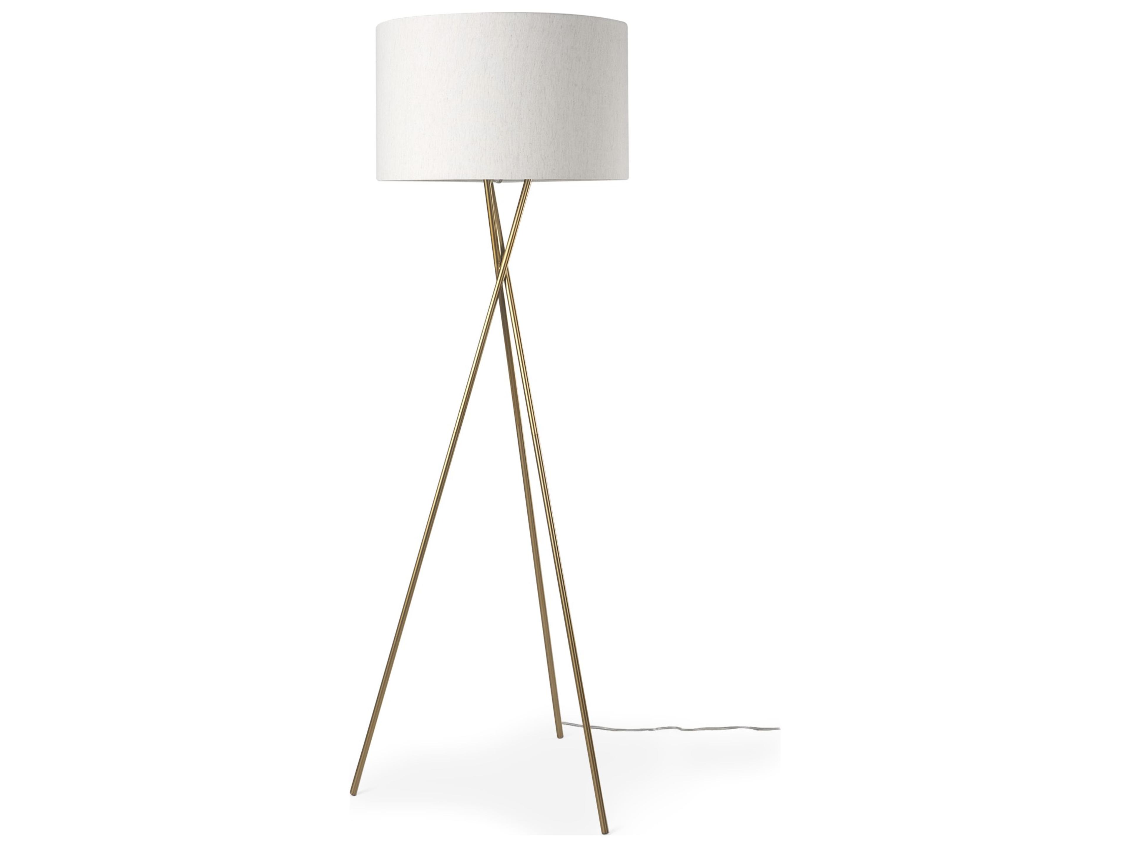 Ambrose 20.0L x 20.0W x 61.8H Gold Metal W/Cream Fabric Shade Floor Lamp