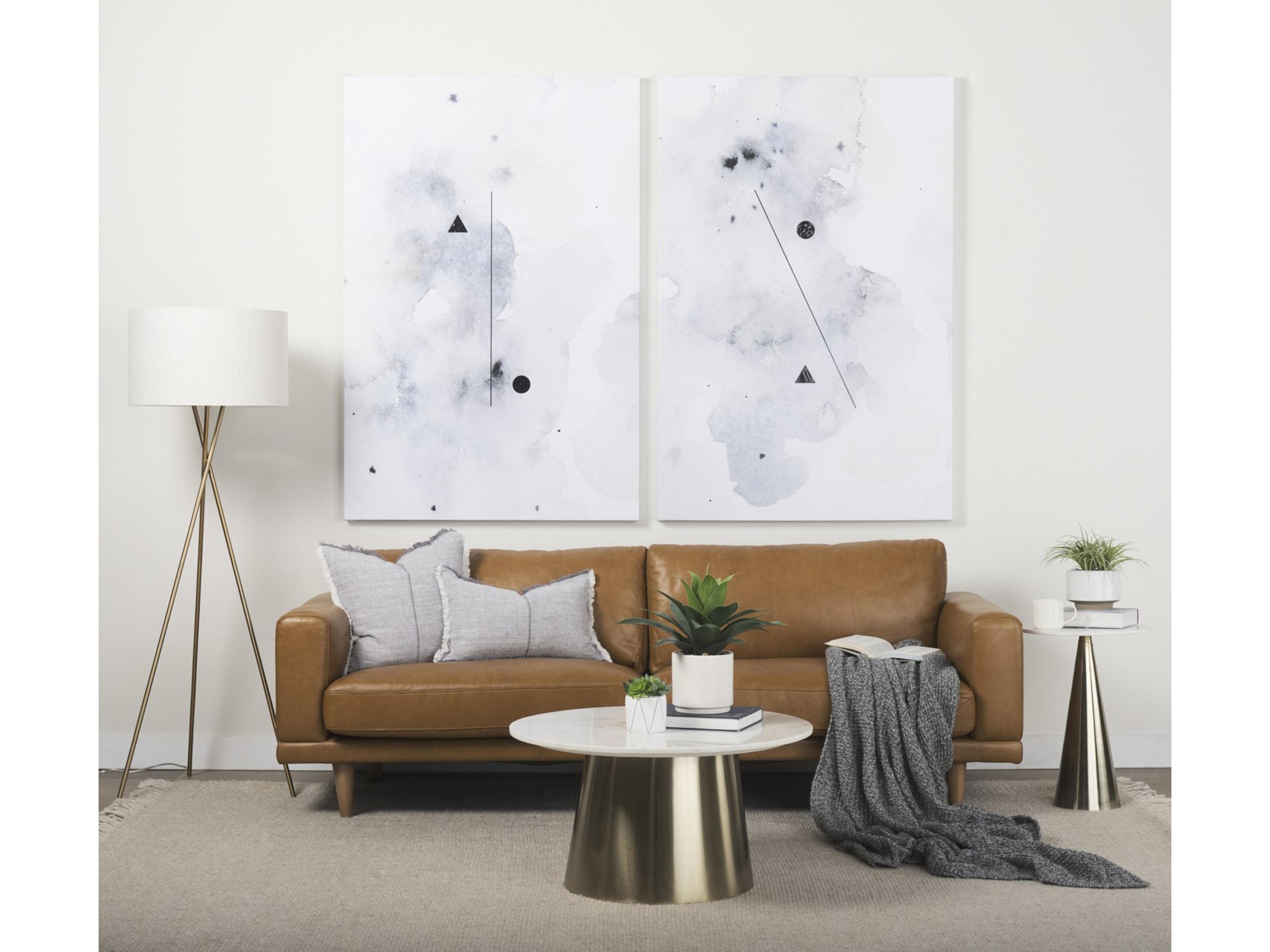 Mercana Ambrose 20.0L x 20.0W x 61.8H Gold Metal W/Cream Fabric Shade Floor Lamp