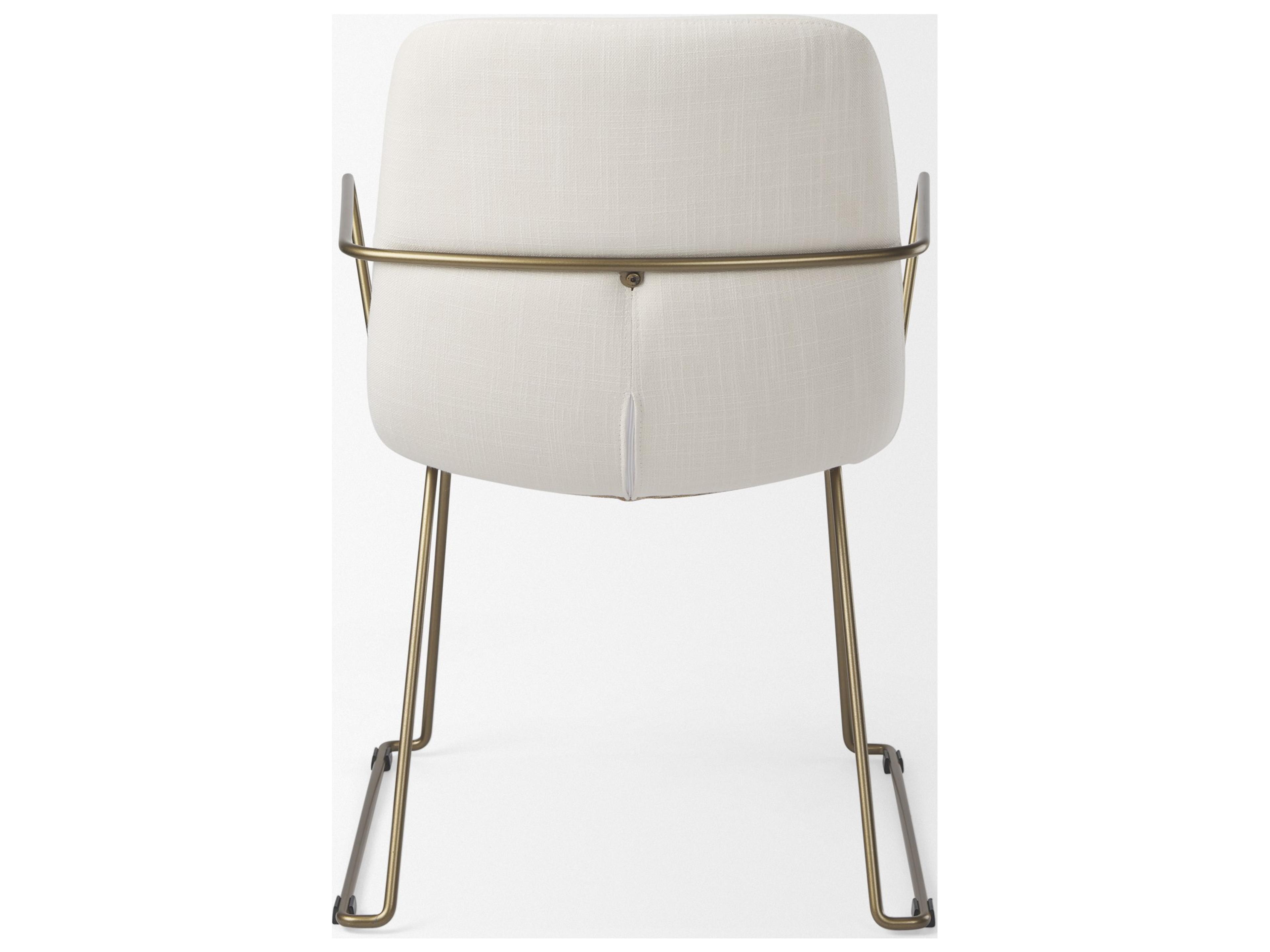 Mercana Sawyer Cream Fabric Wrap Gold Metal Frame Dining Chair