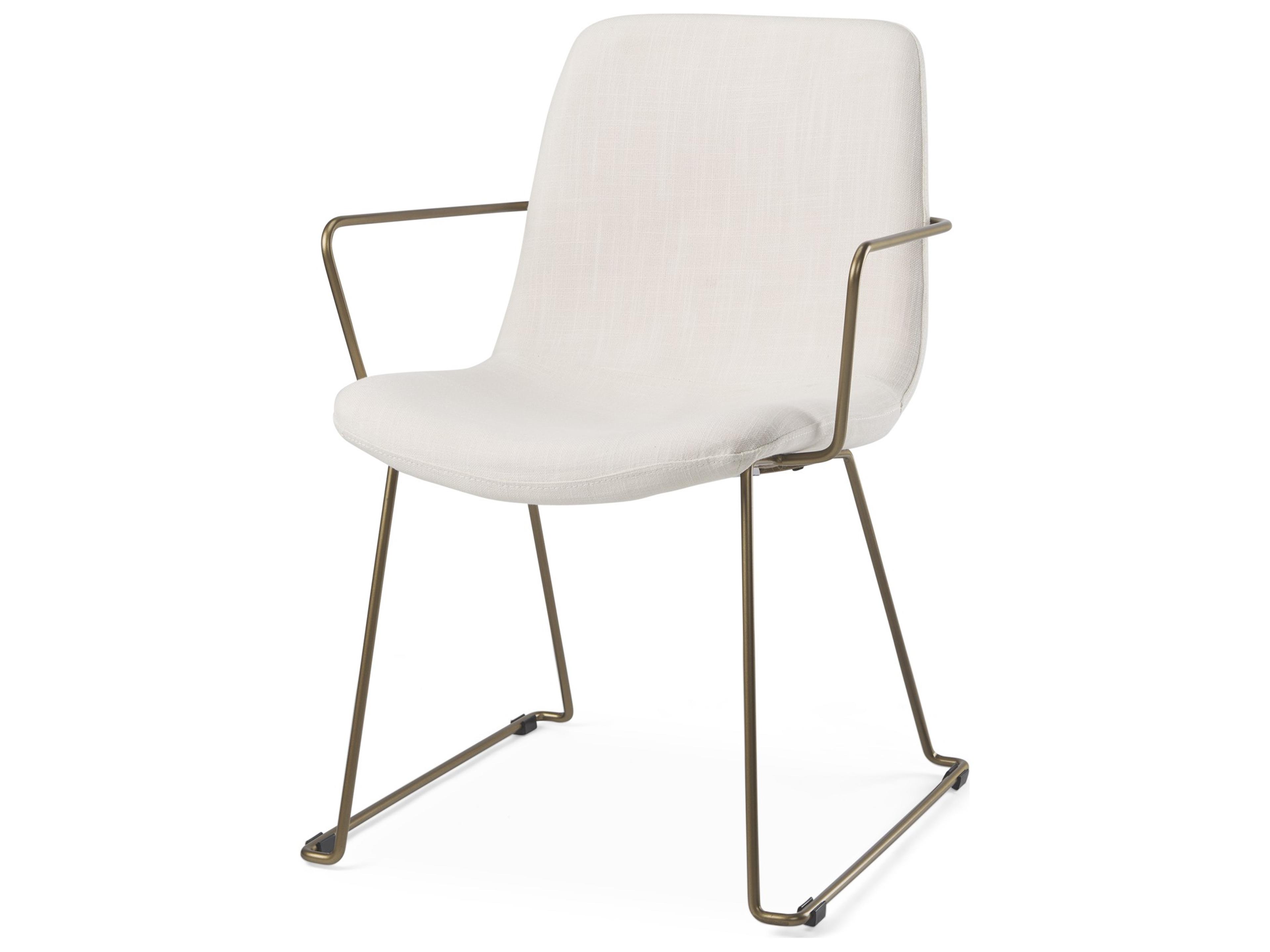 Sawyer Cream Fabric Wrap Gold Metal Frame Dining Chair