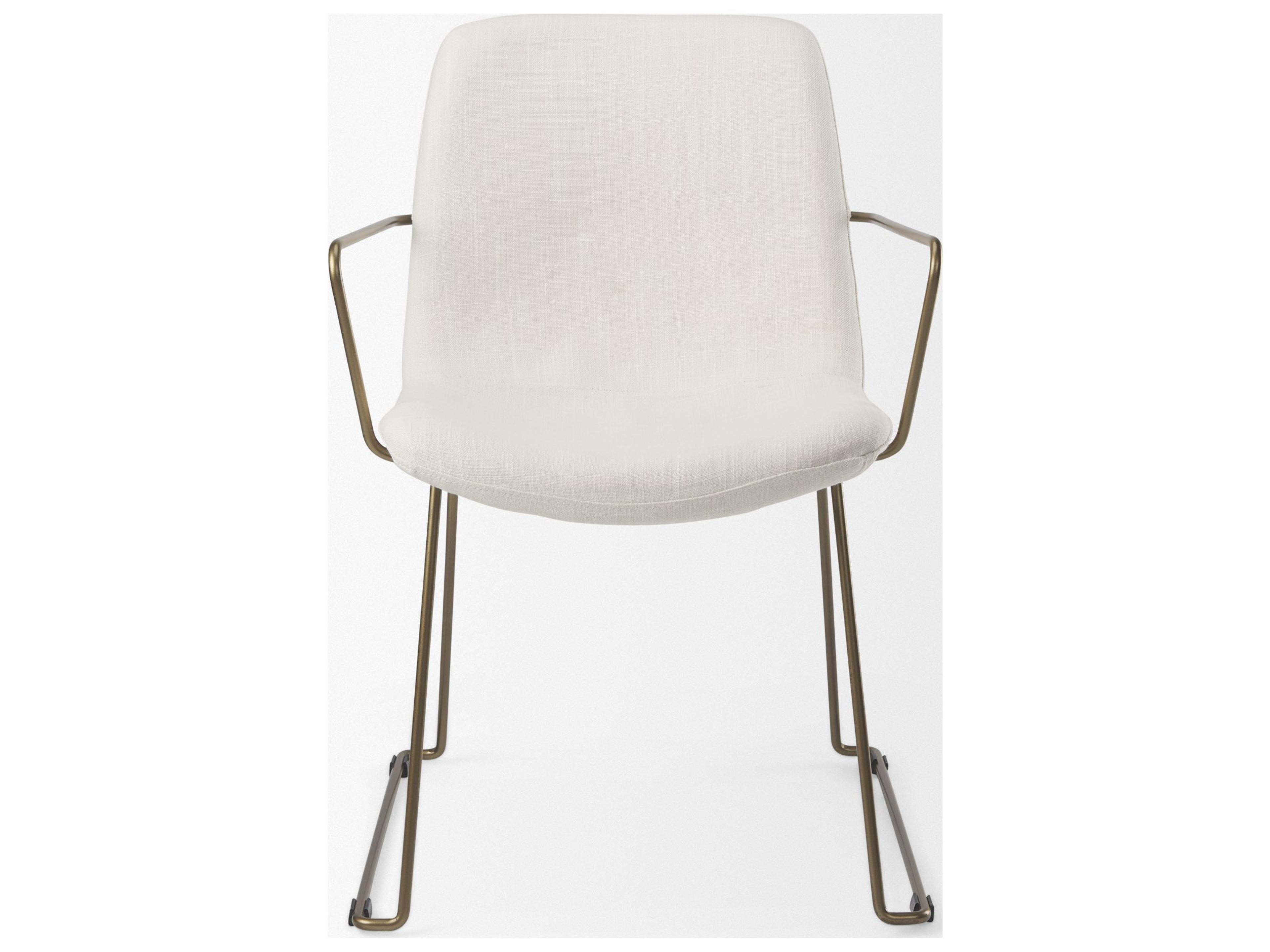 Mercana Sawyer Cream Fabric Wrap Gold Metal Frame Dining Chair