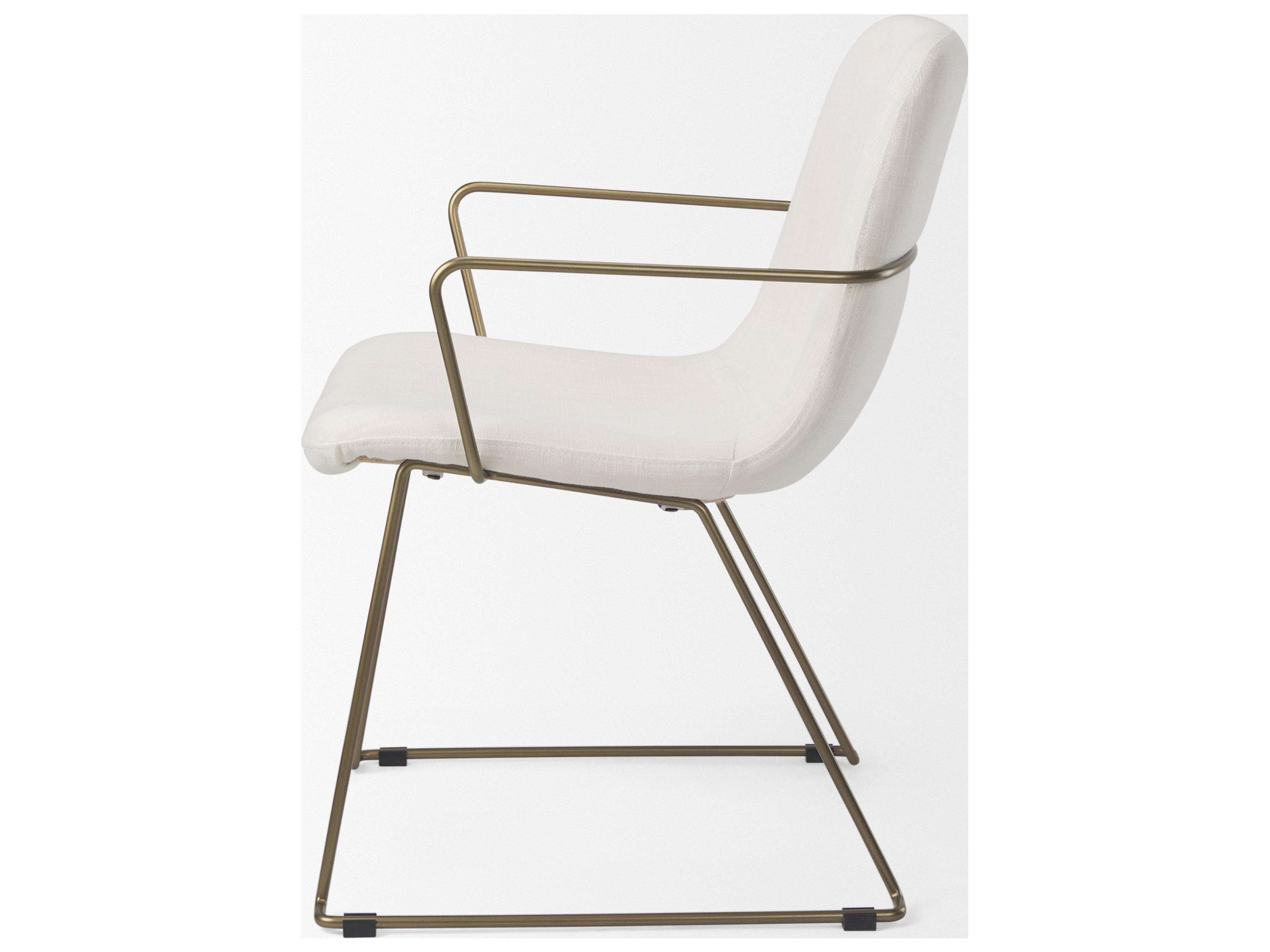 Mercana Sawyer Cream Fabric Wrap Gold Metal Frame Dining Chair