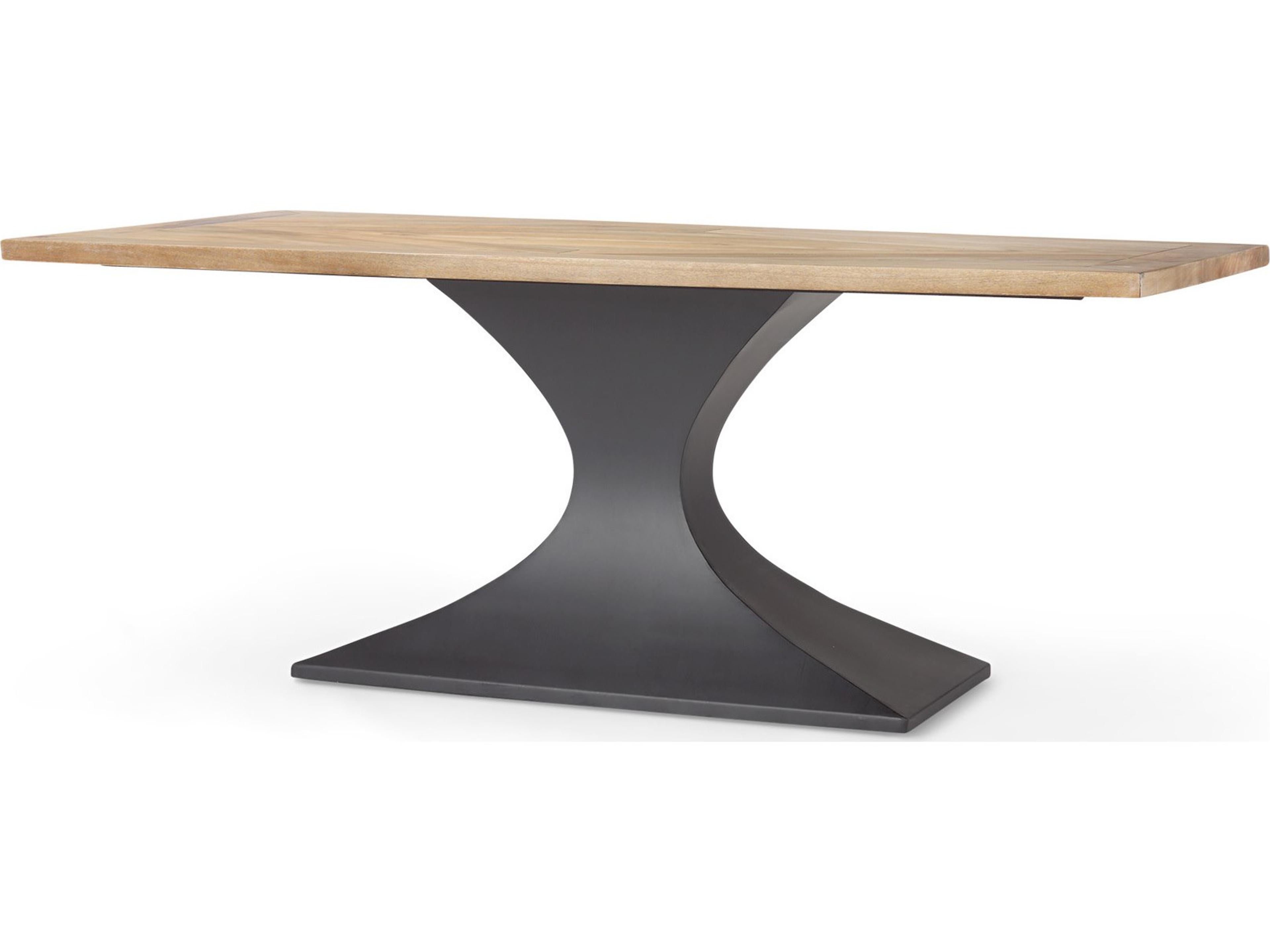 Maxton Light Brown Wood w/ Dark Gunmetal Iron Metal Dining Table