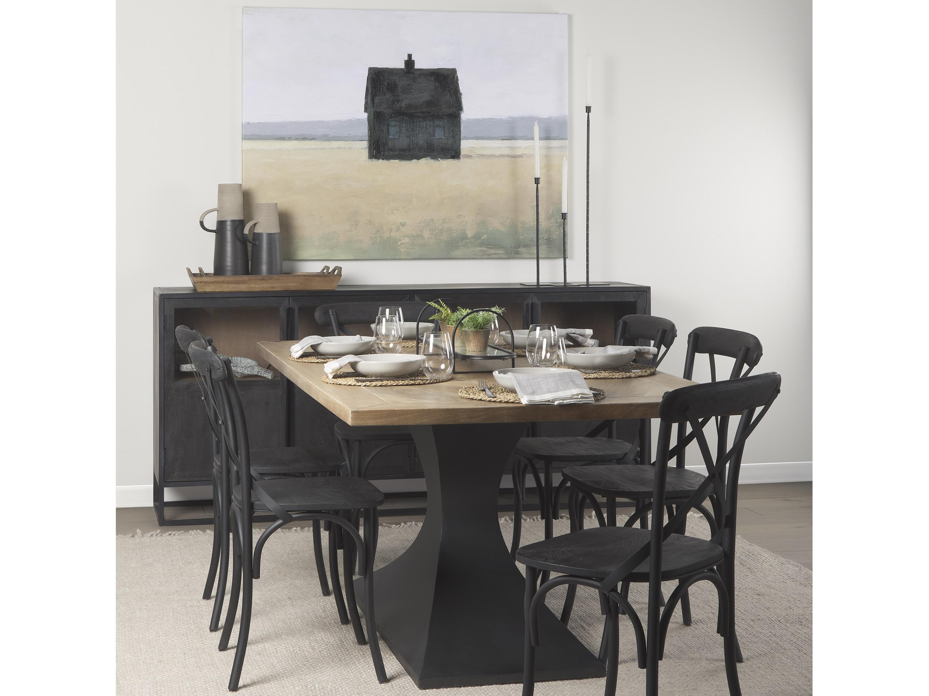 Mercana Maxton Light Brown Wood w/ Dark Gunmetal Iron Metal Dining Table