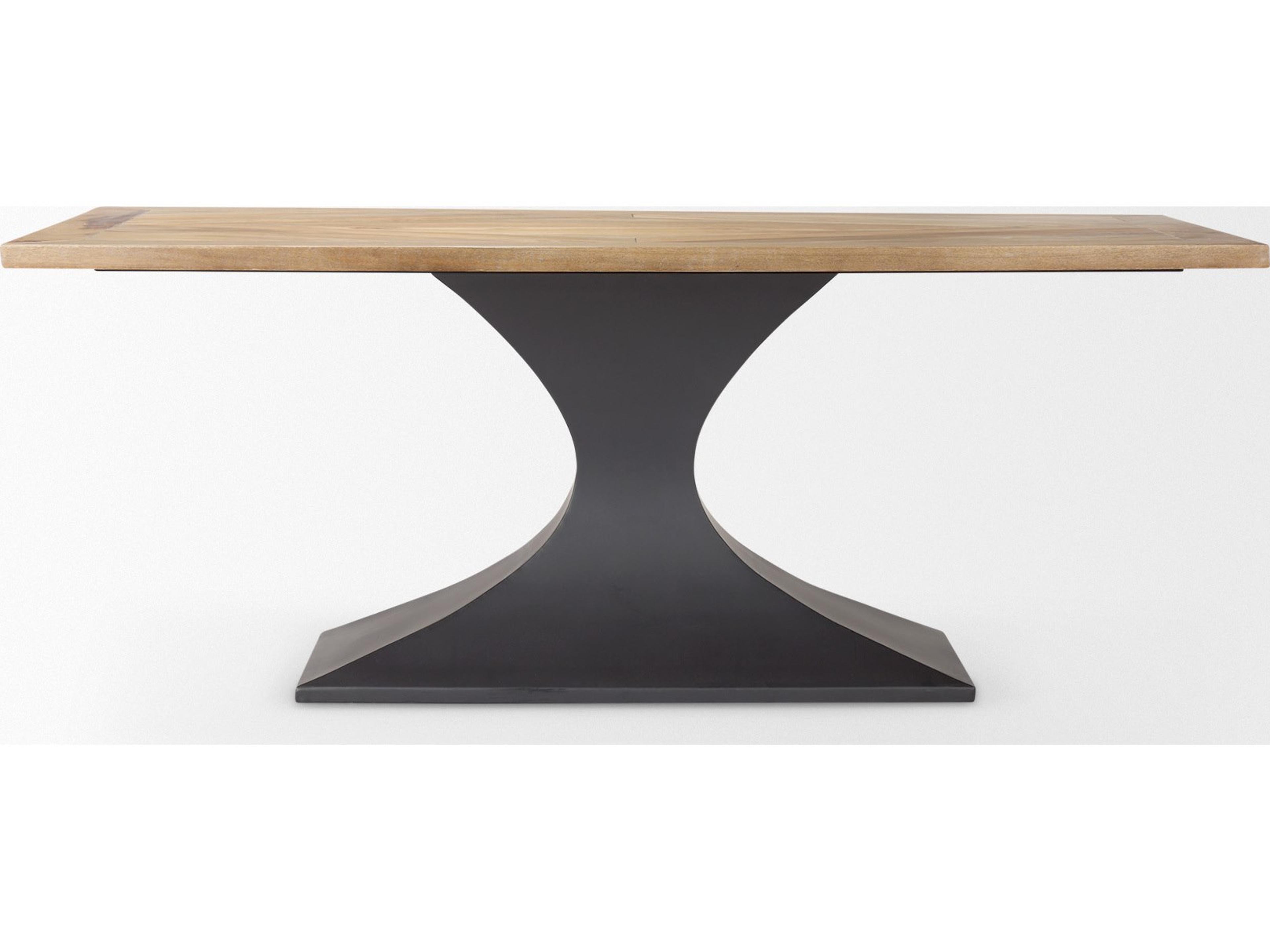 Mercana Maxton Light Brown Wood w/ Dark Gunmetal Iron Metal Dining Table