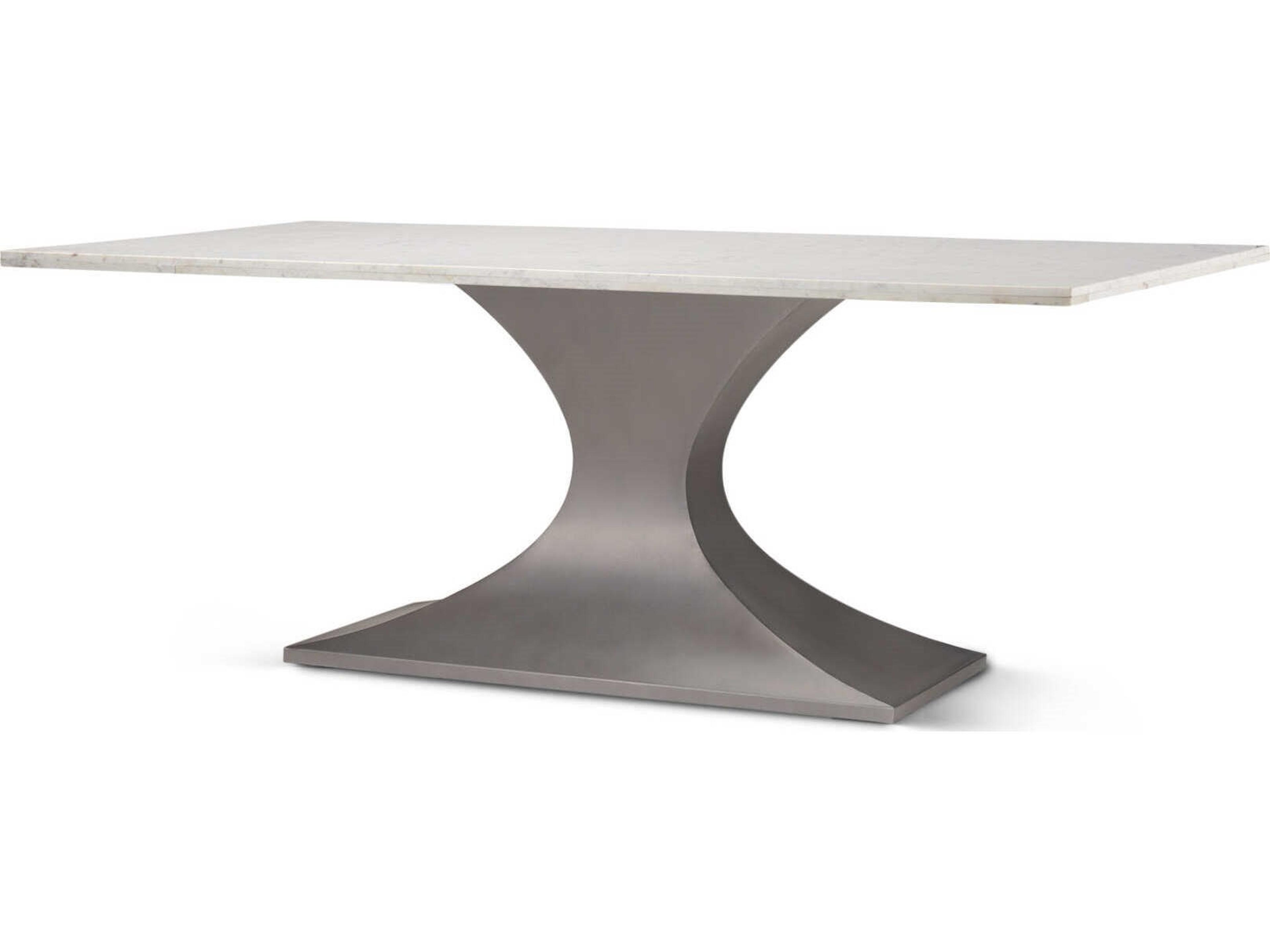 Maxton 79.0L x 39.0W x 30.0H Marble Top w/ Gunmetal Base Dining Table