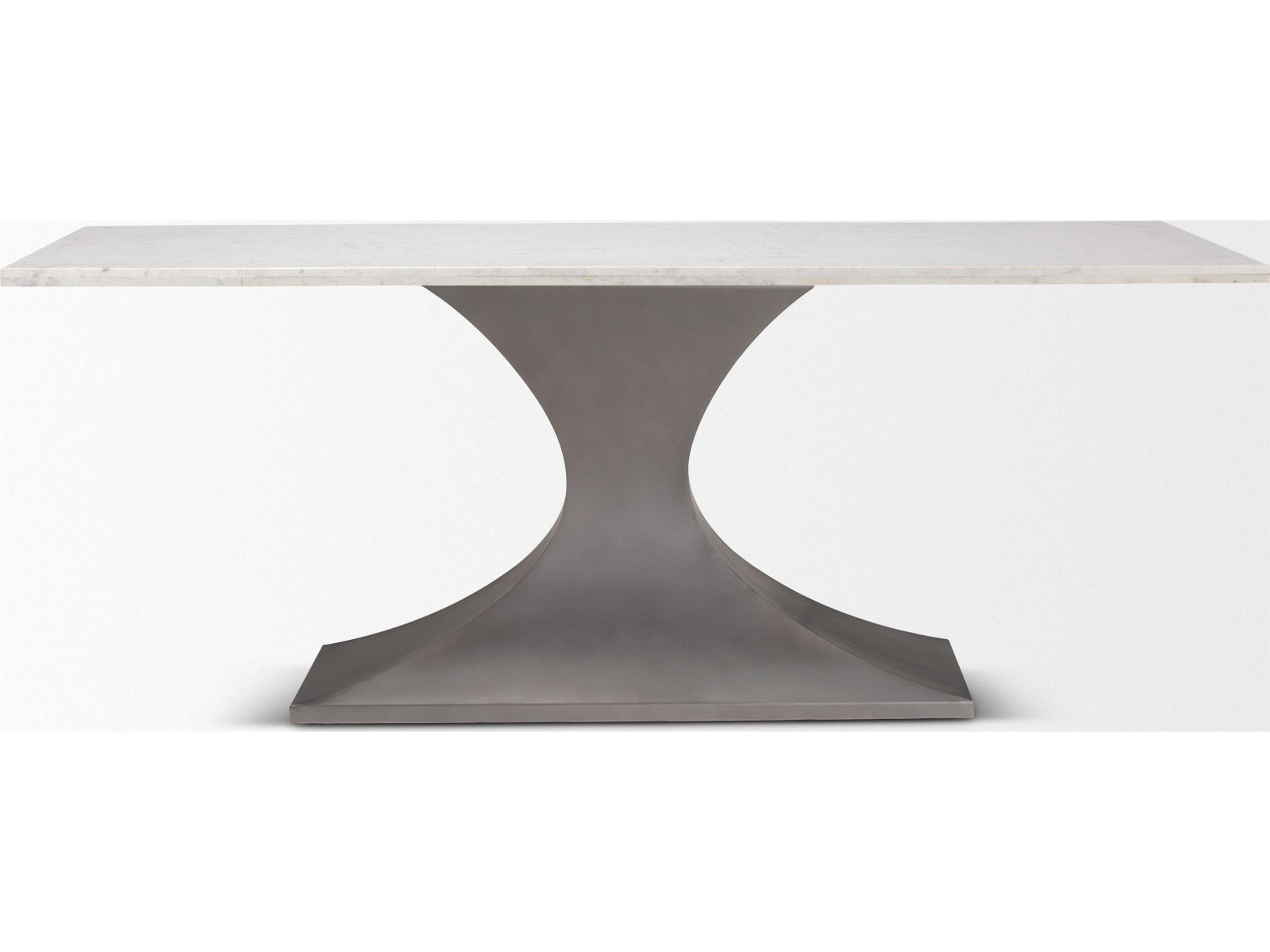 Mercana Maxton 79.0L x 39.0W x 30.0H Marble Top w/ Gunmetal Base Dining Table