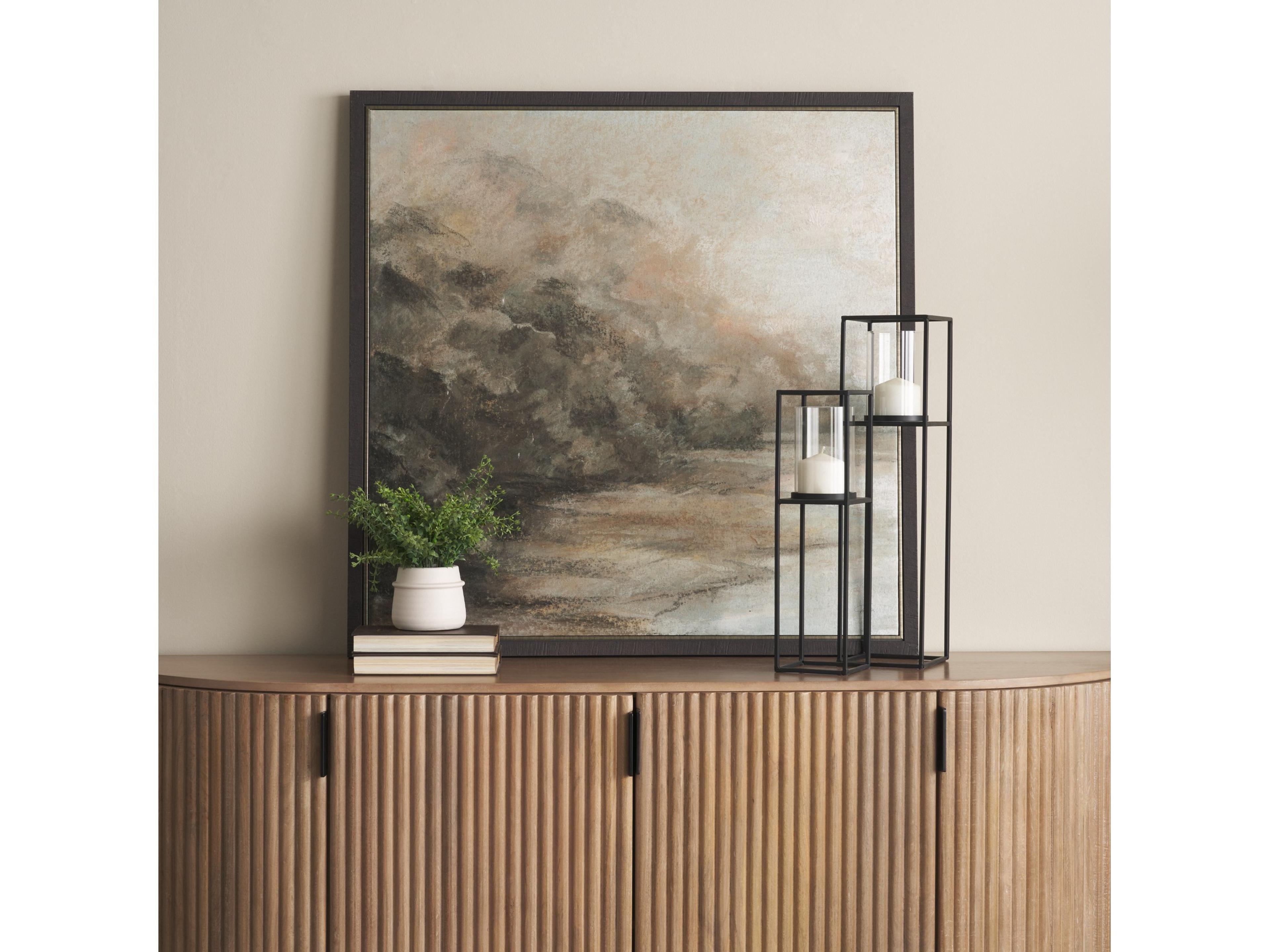 Mercana Cindy Set of 2 Matte Black Metal and Hurricane Glass Pillar Tabletop Candle Holders