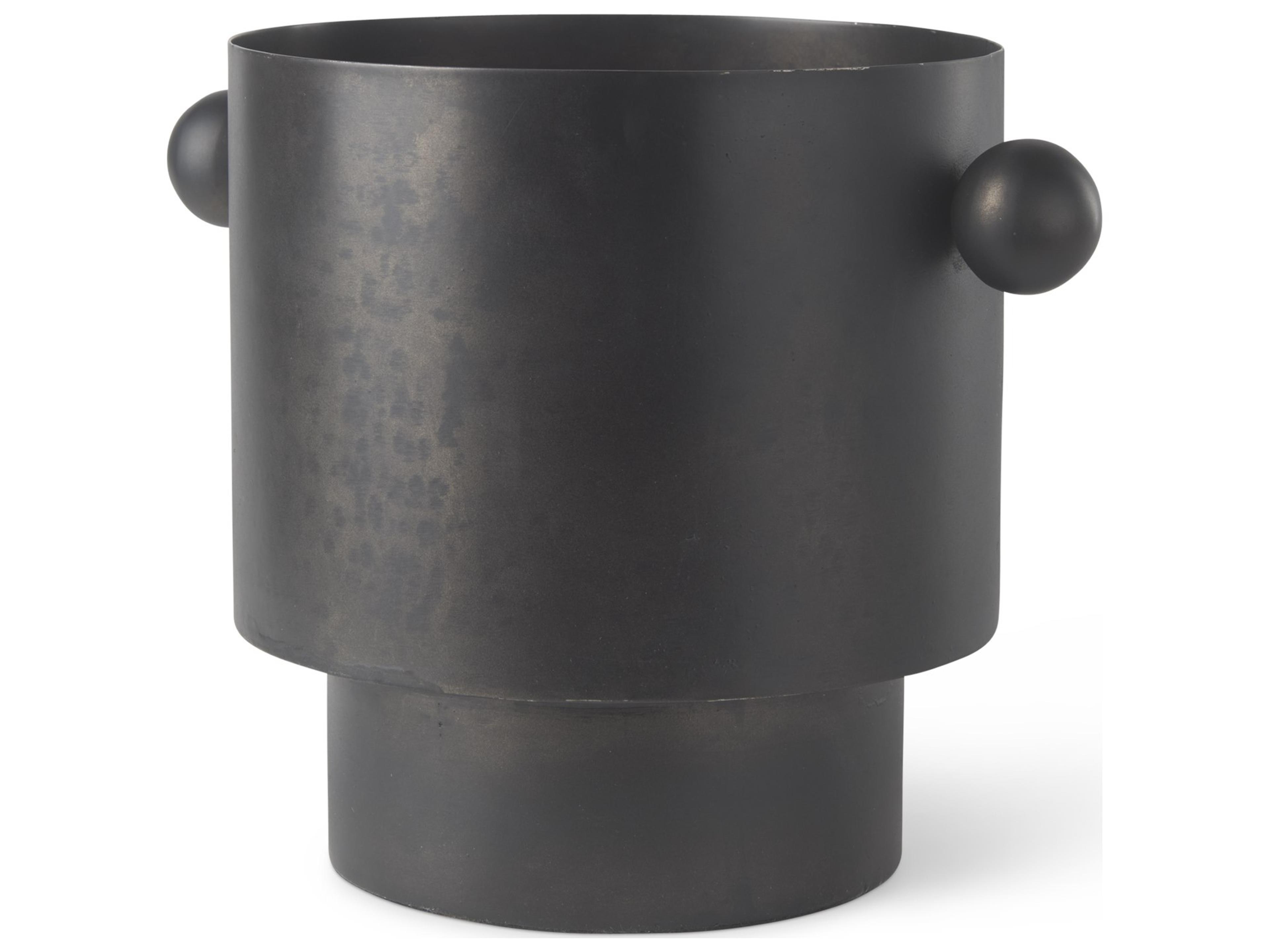 Juno 8.5H Large Black Iron Vase