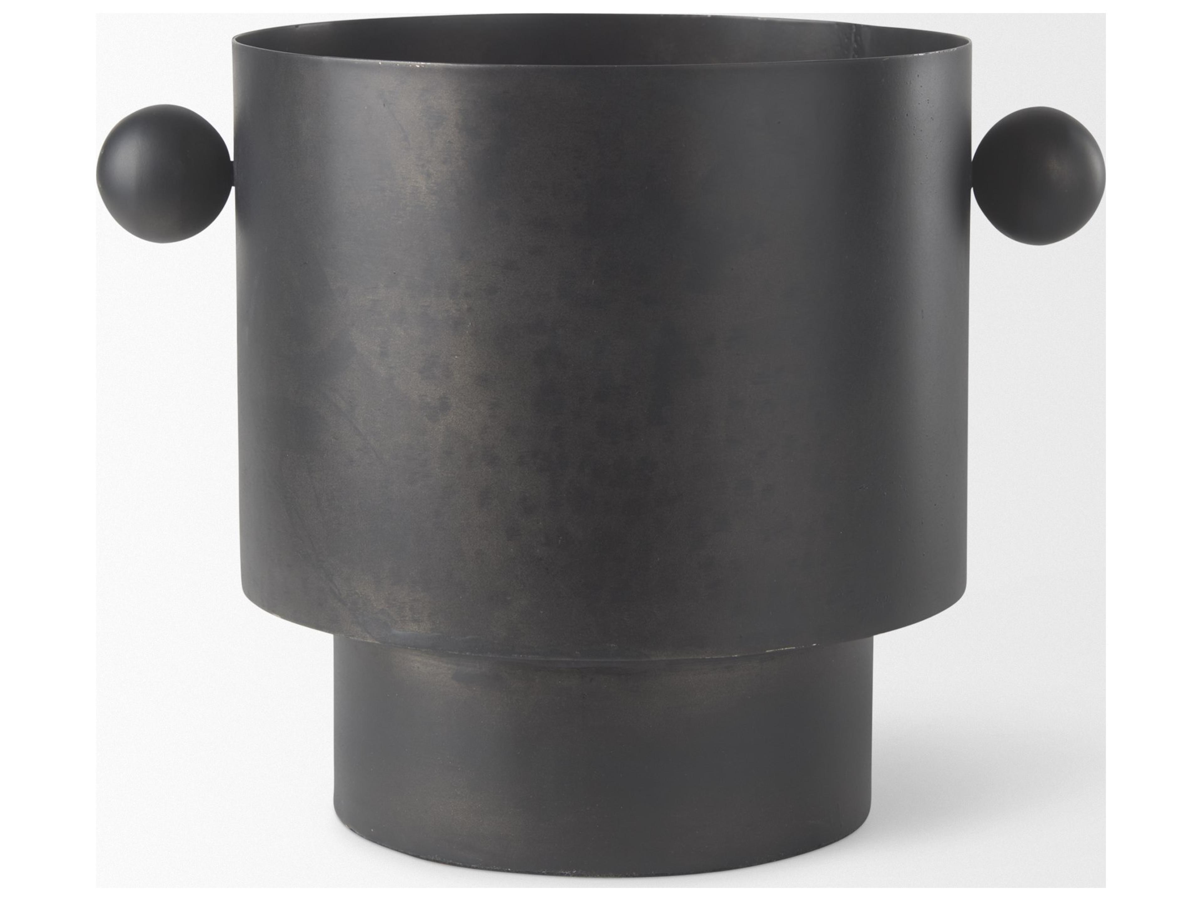 Mercana Juno 8.5H Large Black Iron Vase