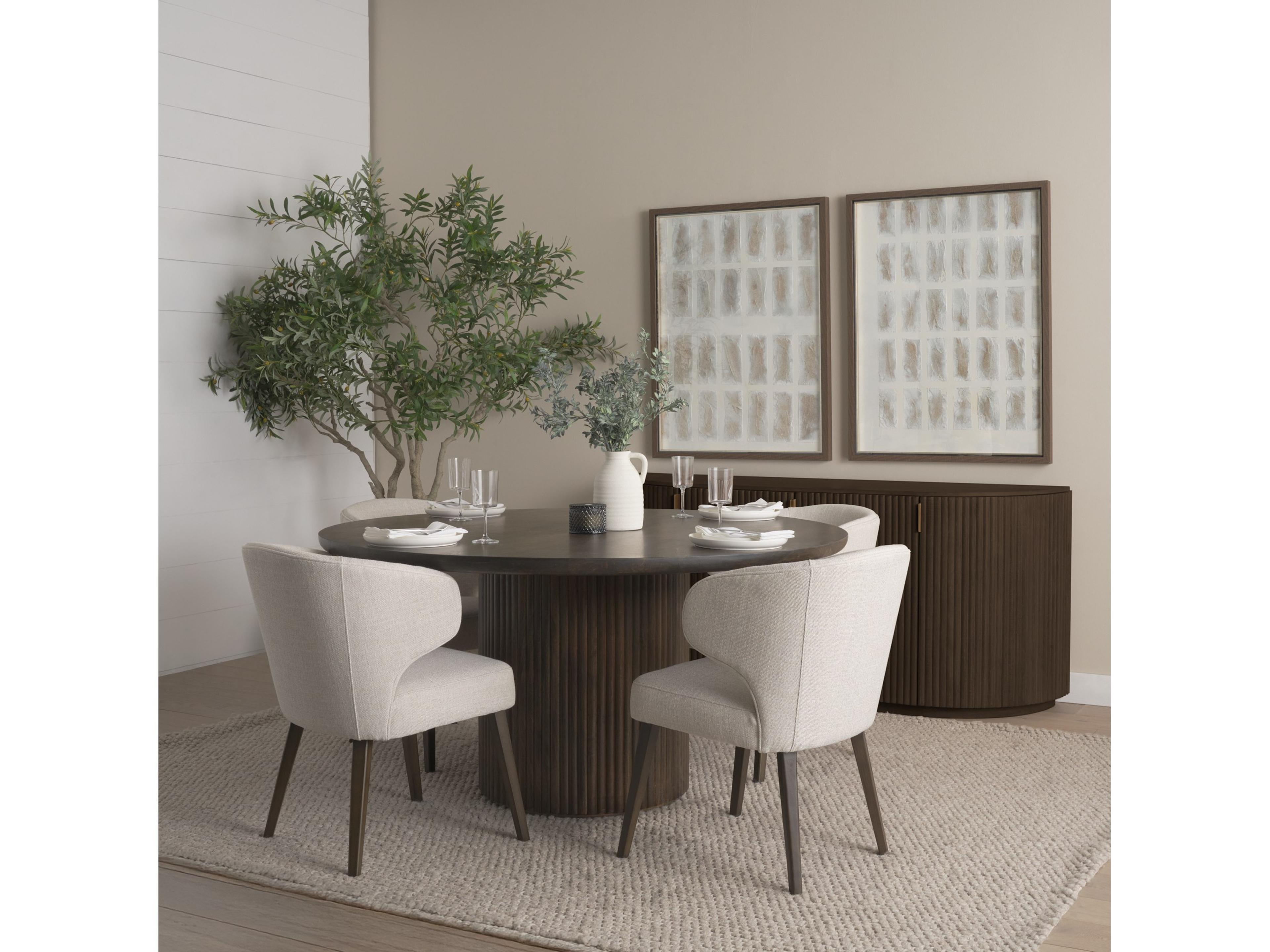 Mercana Terra Fluted Dining Table - 4 Niles Chairs - Terra Sideboard