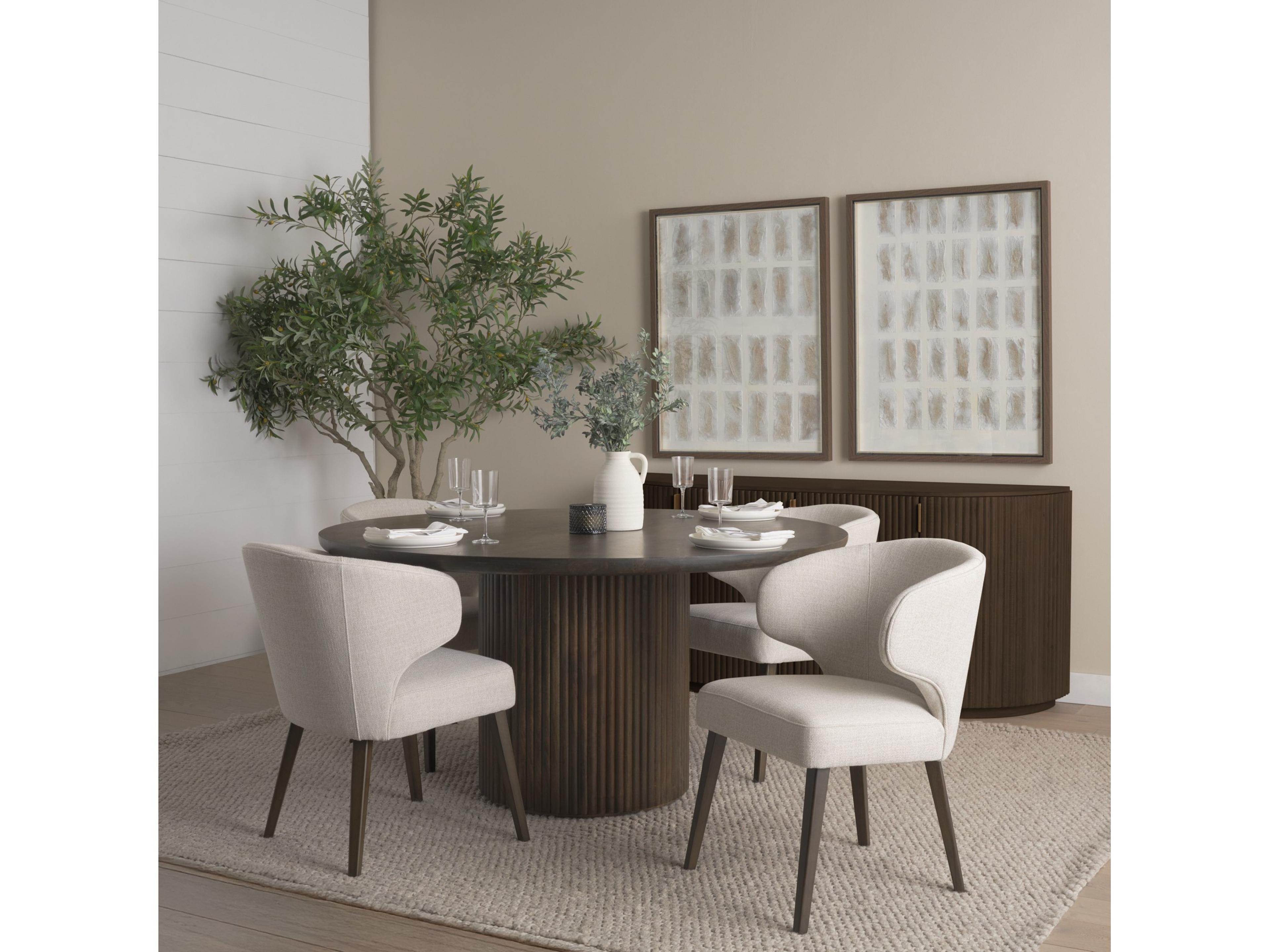 Mercana Terra Fluted Dining Table - 4 Niles Chairs - Terra Sideboard