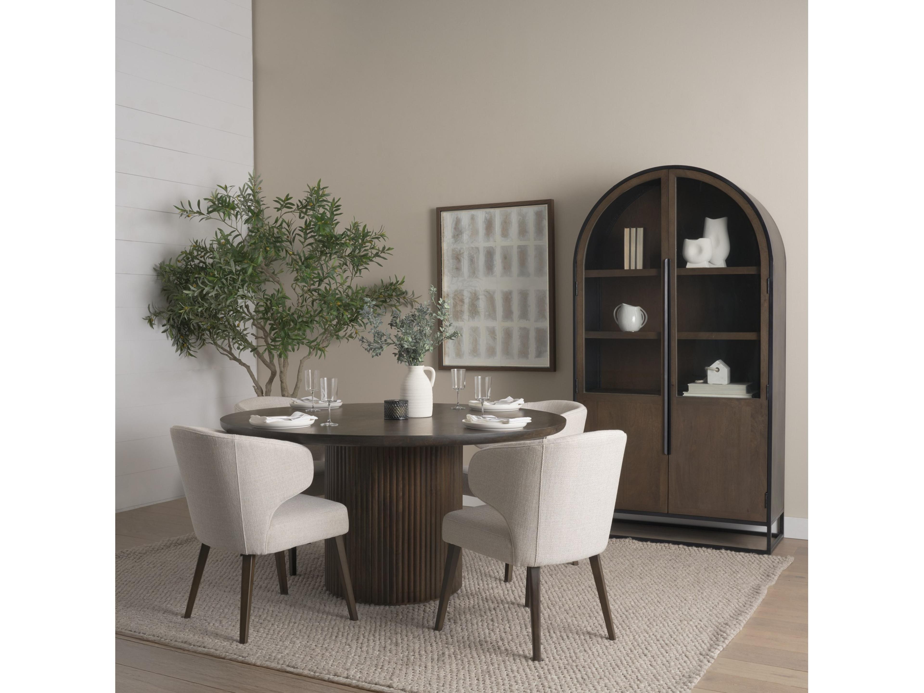 Mercana Terra Fluted Dining Table - 4 Niles Chairs - Sloan Cabinet