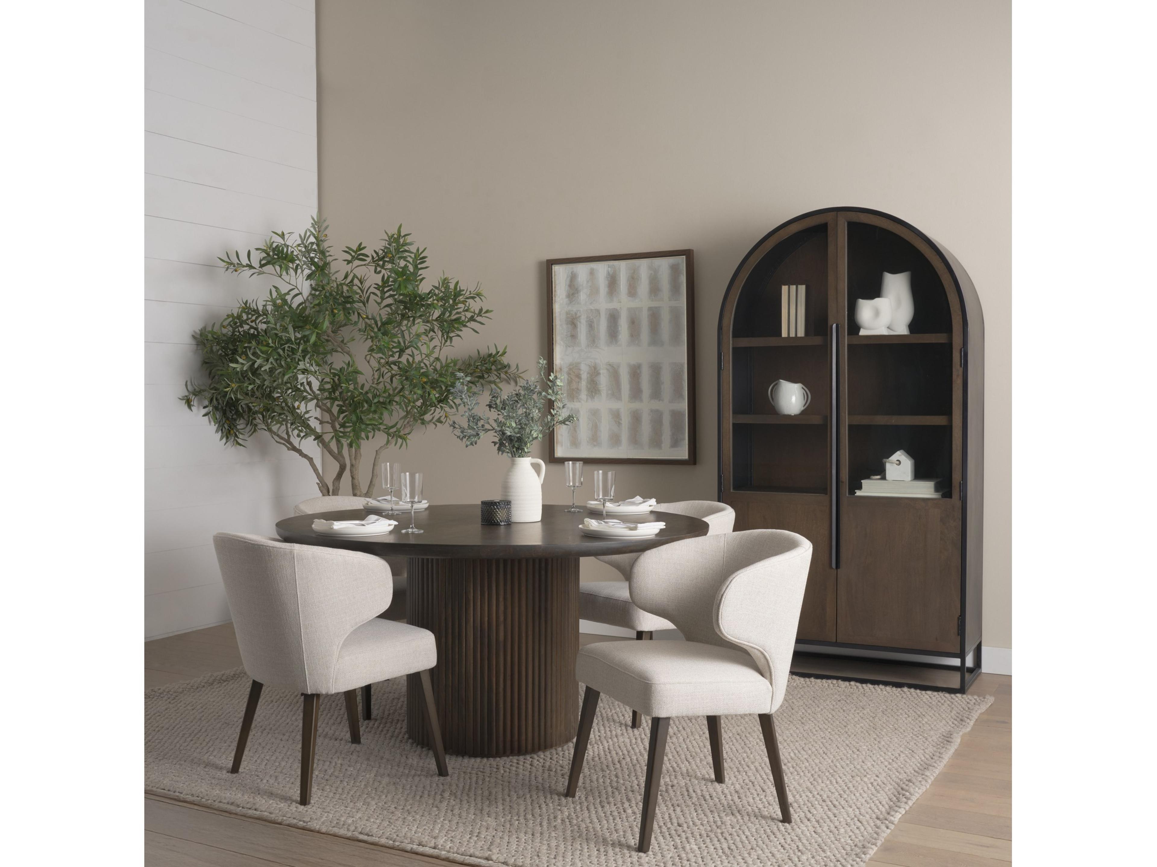 Mercana Terra Fluted Dining Table - 4 Niles Chairs - Sloan Cabinet