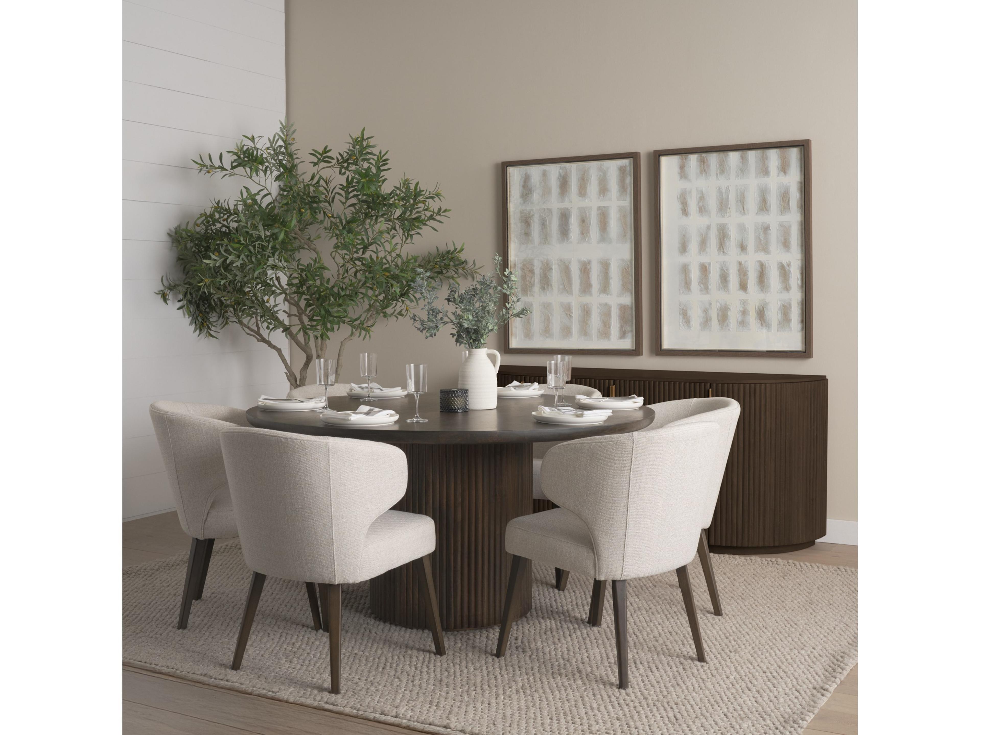 Mercana Terra Fluted Dining Table - 6 Niles Chairs - Terra Sideboard
