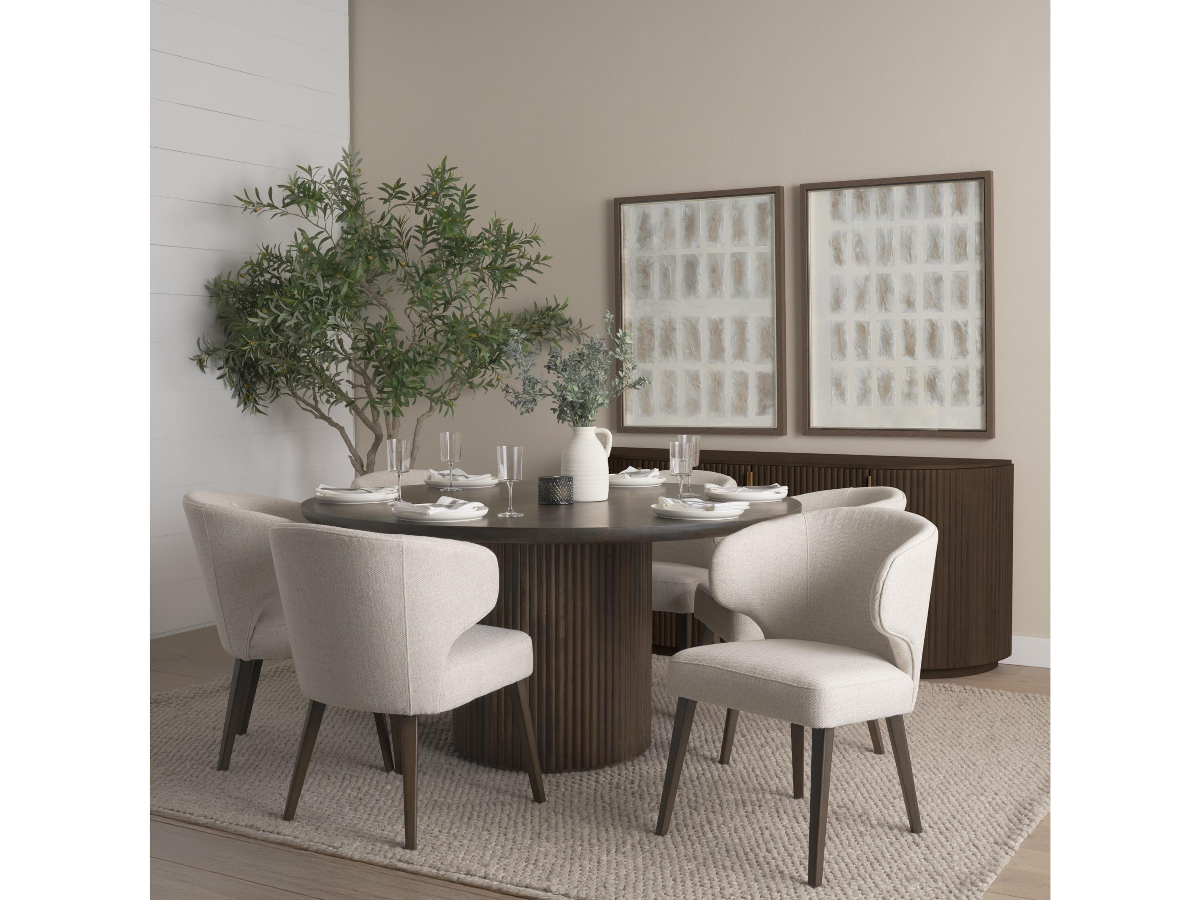Mercana Terra Fluted Dining Table - 6 Niles Chairs - Terra Sideboard