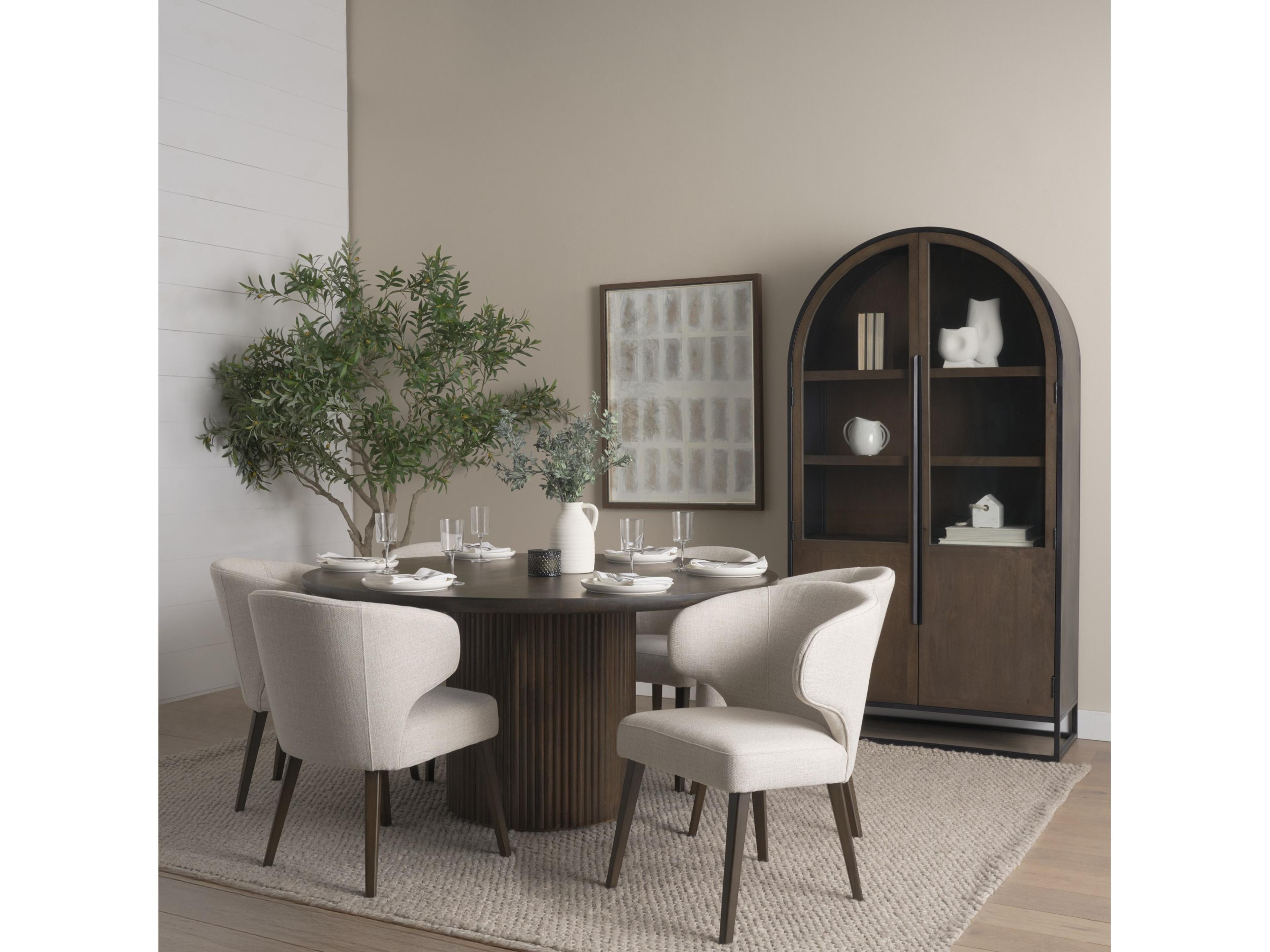 Mercana Terra Fluted Dining Table - 6 Niles Chairs - Sloan Cabinet