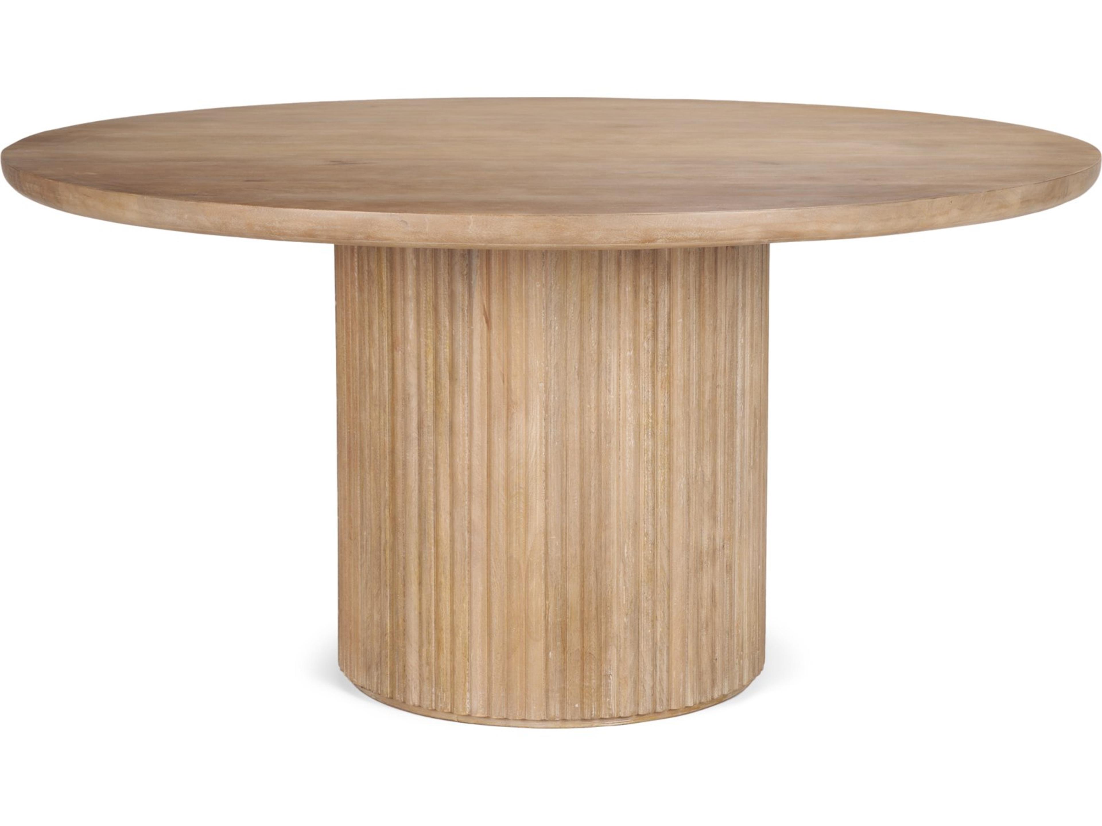 Terra 60L x 60W x 30H Light Brown Wood Round Fluted Dining Table