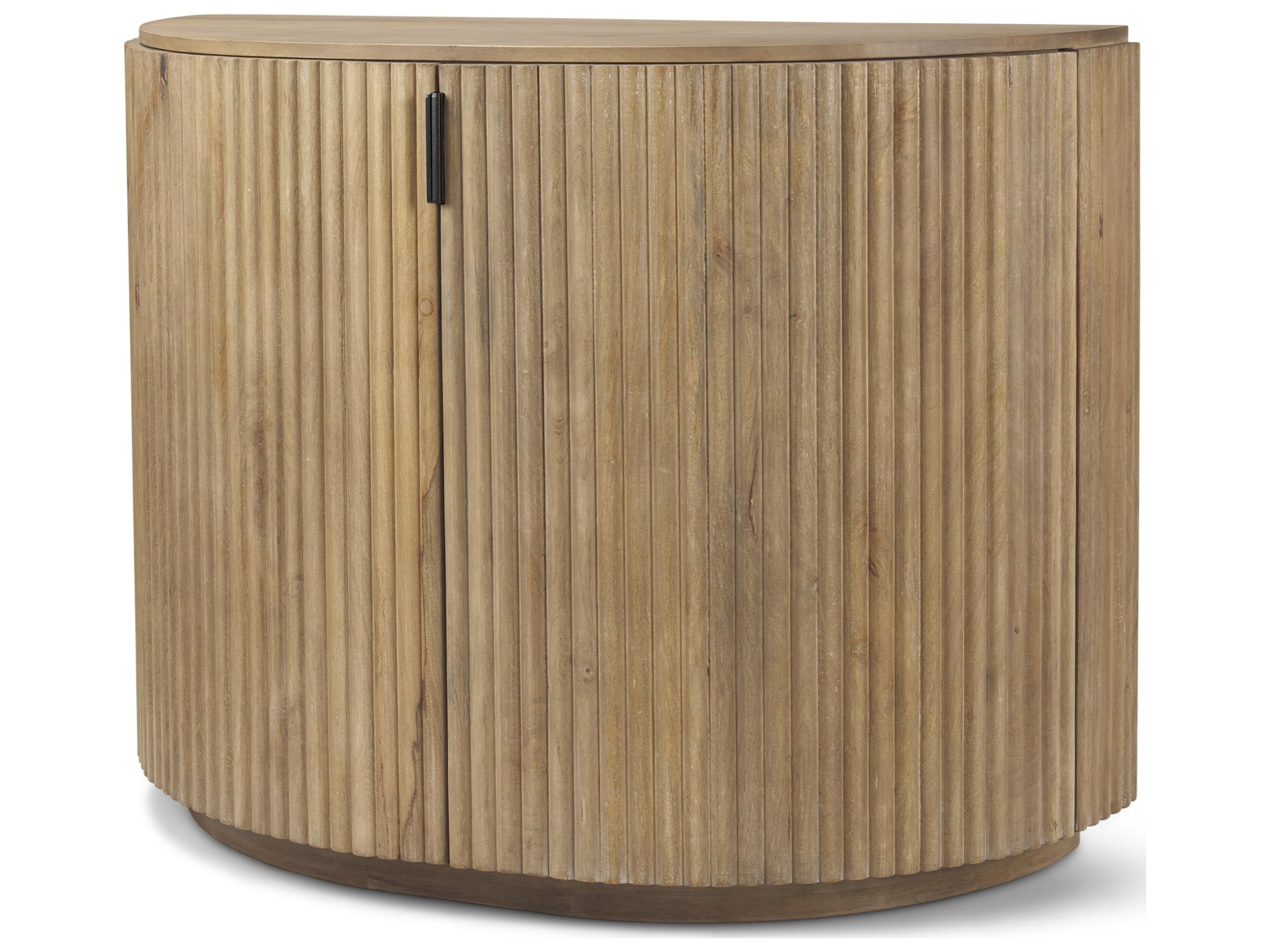 Terra Fluted Light Brown Wood 2-Door Accent Cabinet