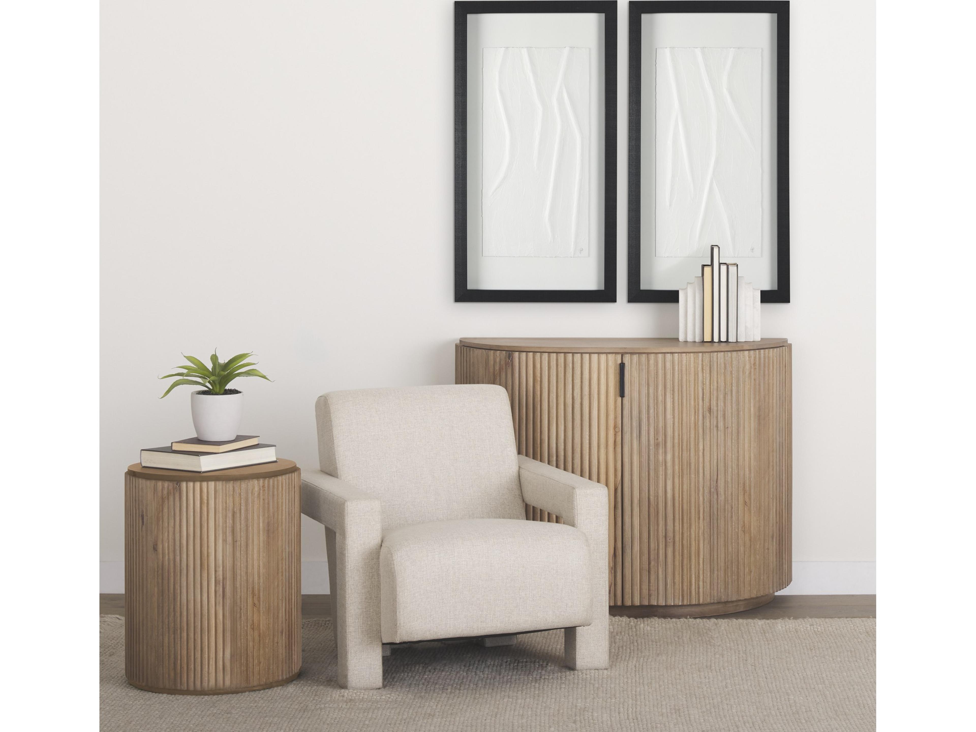 Mercana Terra Fluted Light Brown Wood 2-Door Accent Cabinet