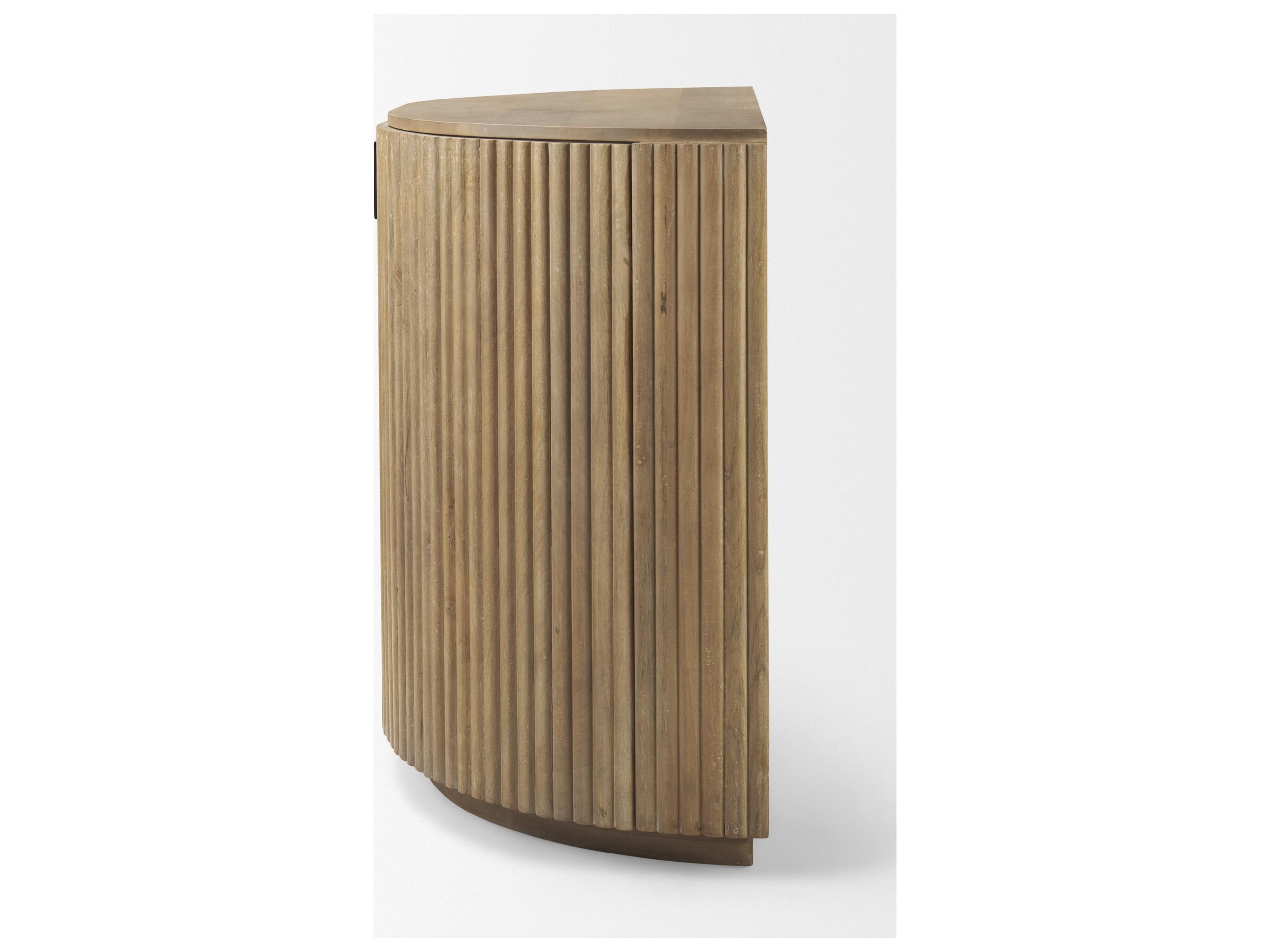 Mercana Terra Fluted Light Brown Wood 2-Door Accent Cabinet