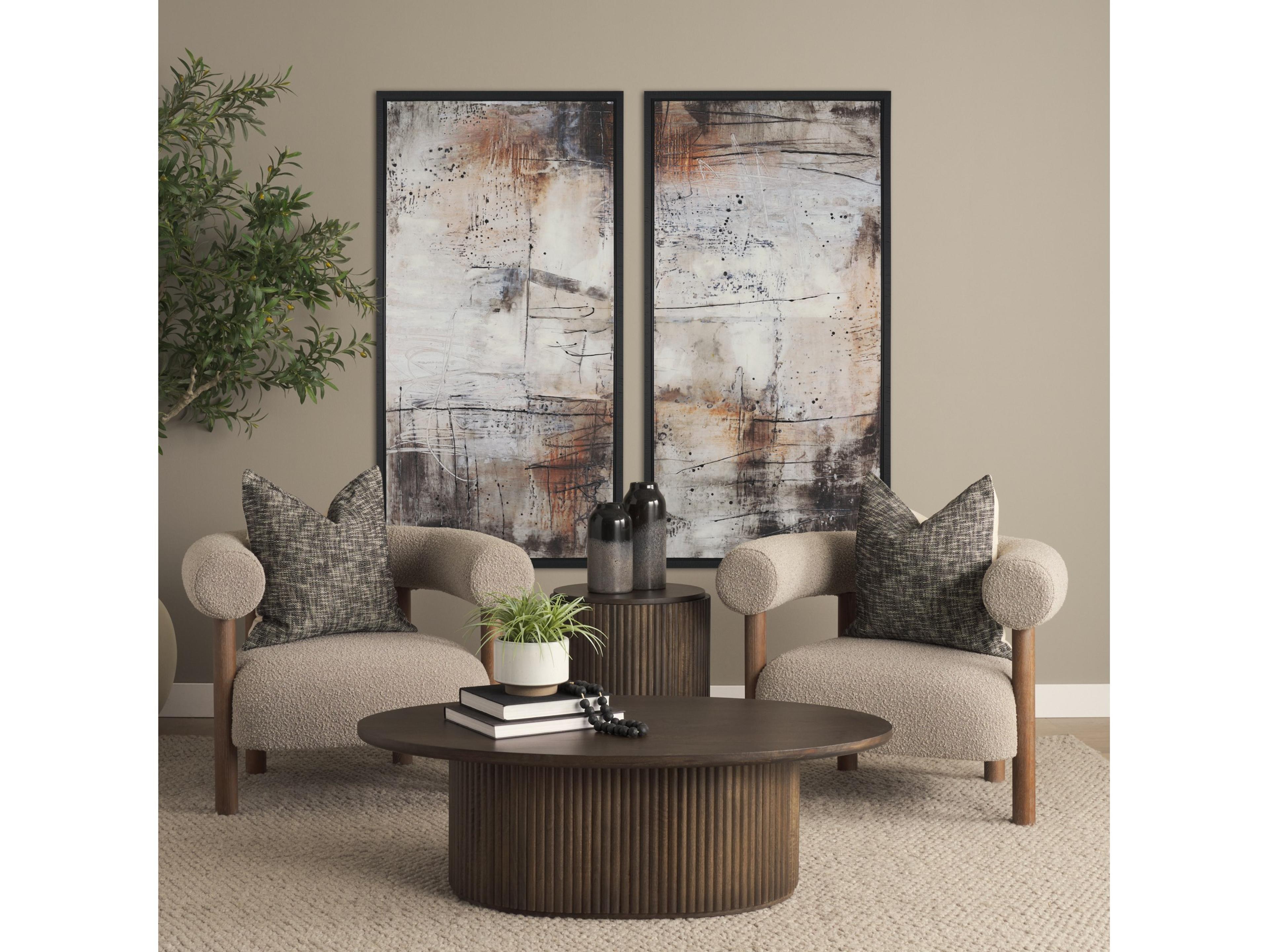 Mercana Terra 18L x 18W x 22H Dark Brown Wood Fluted Round Side Table