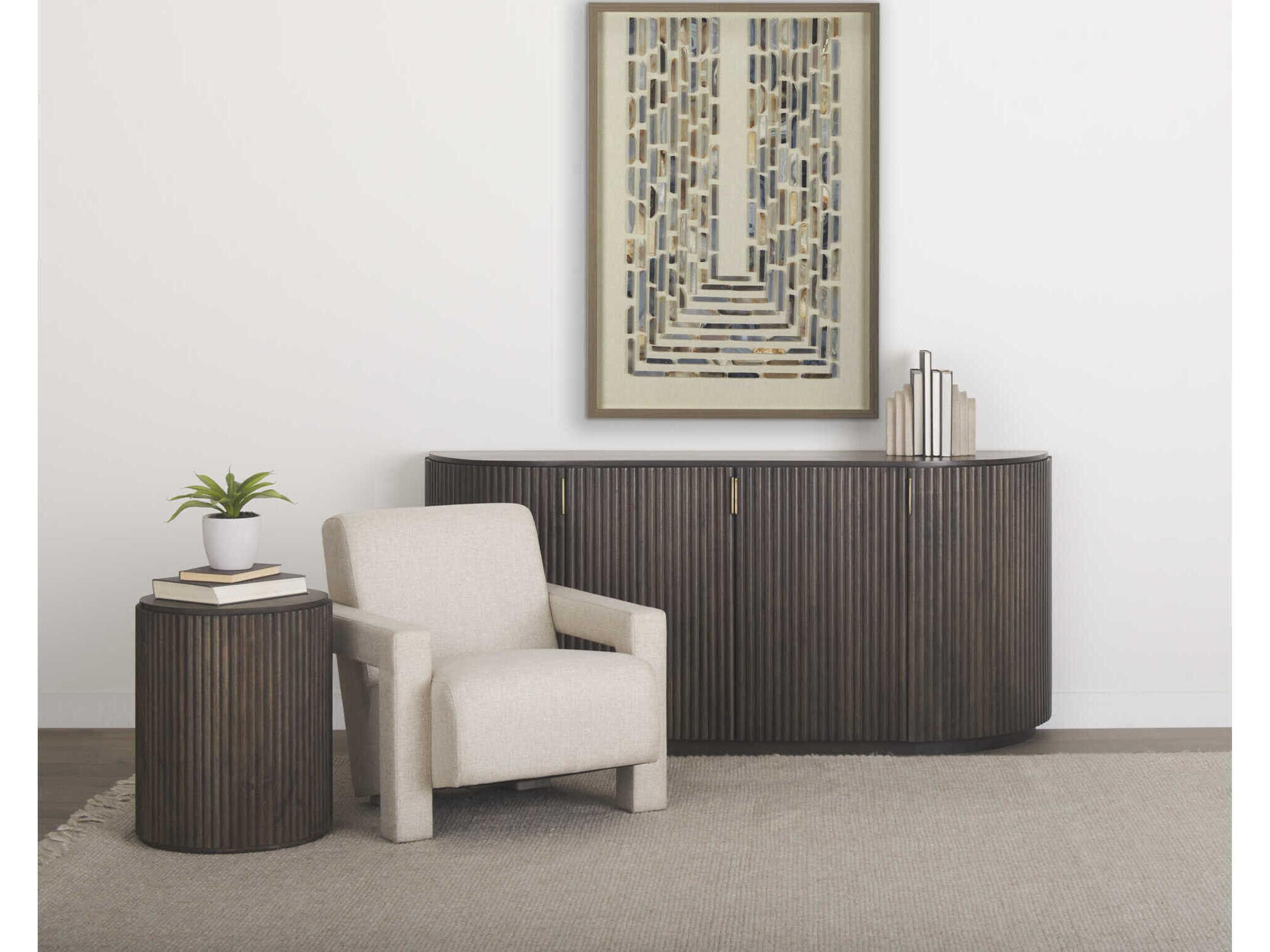 Mercana Terra 72L x 18W x 32H Dark Brown Wood Fluted Sideboard