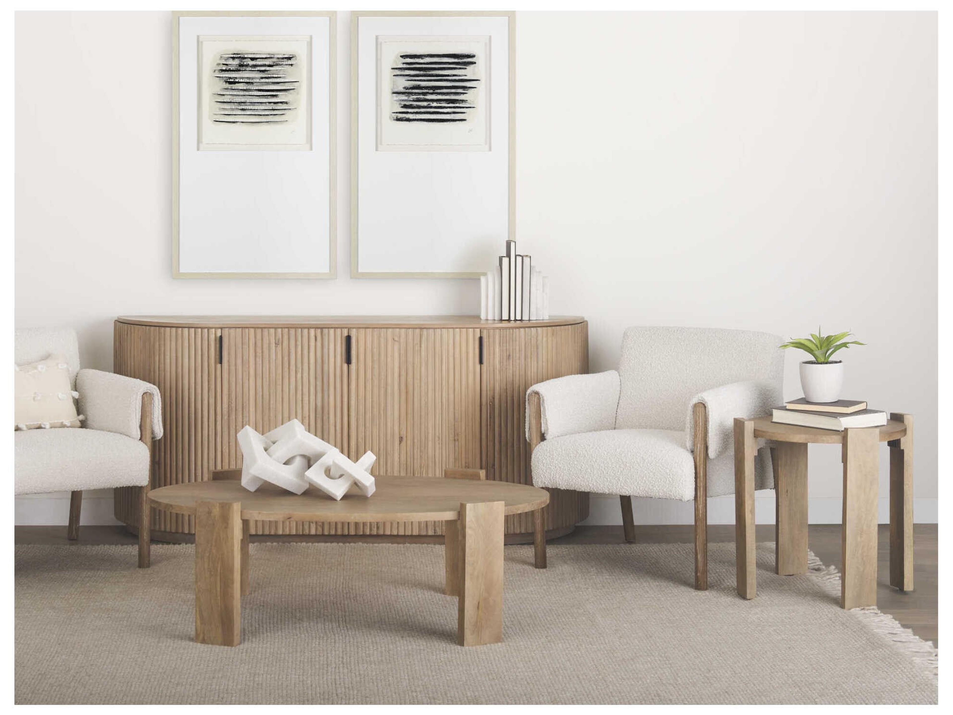 Mercana Terra Light Brown Wood Fluted Sideboard