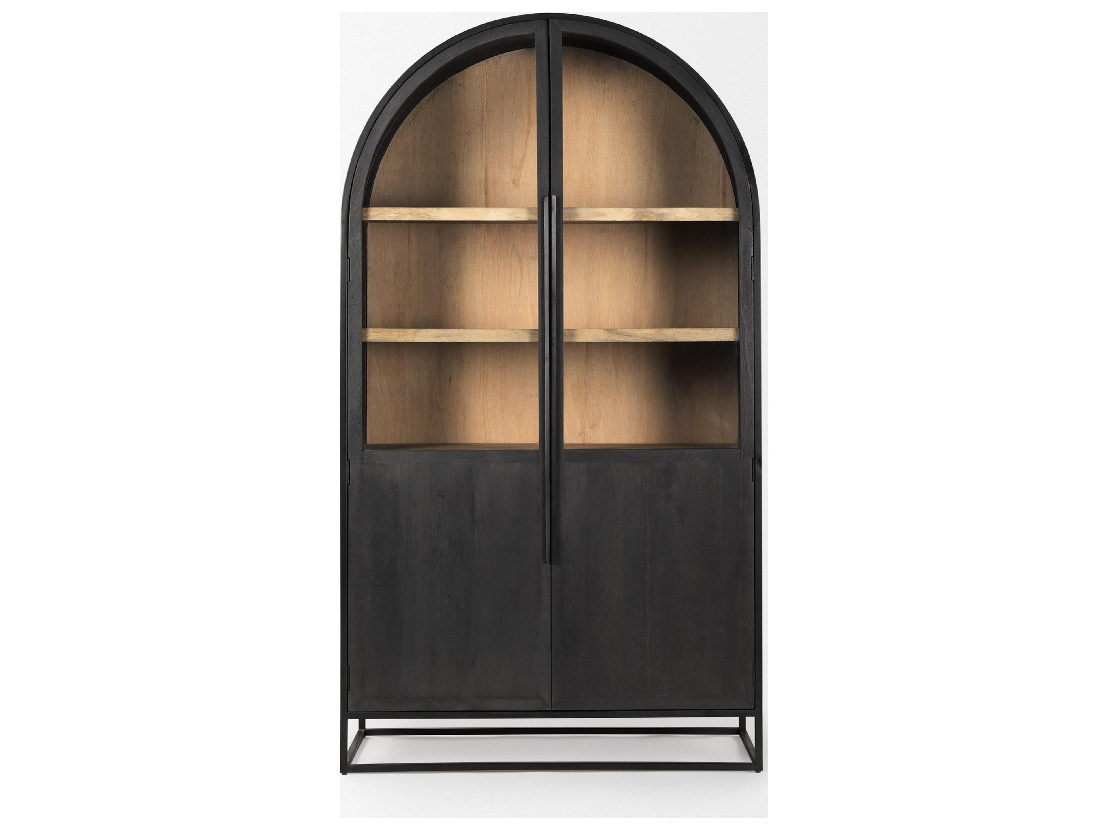 Mercana Sloan 85.5H Black Wood W/Black Metal Frame Arch Cabinet