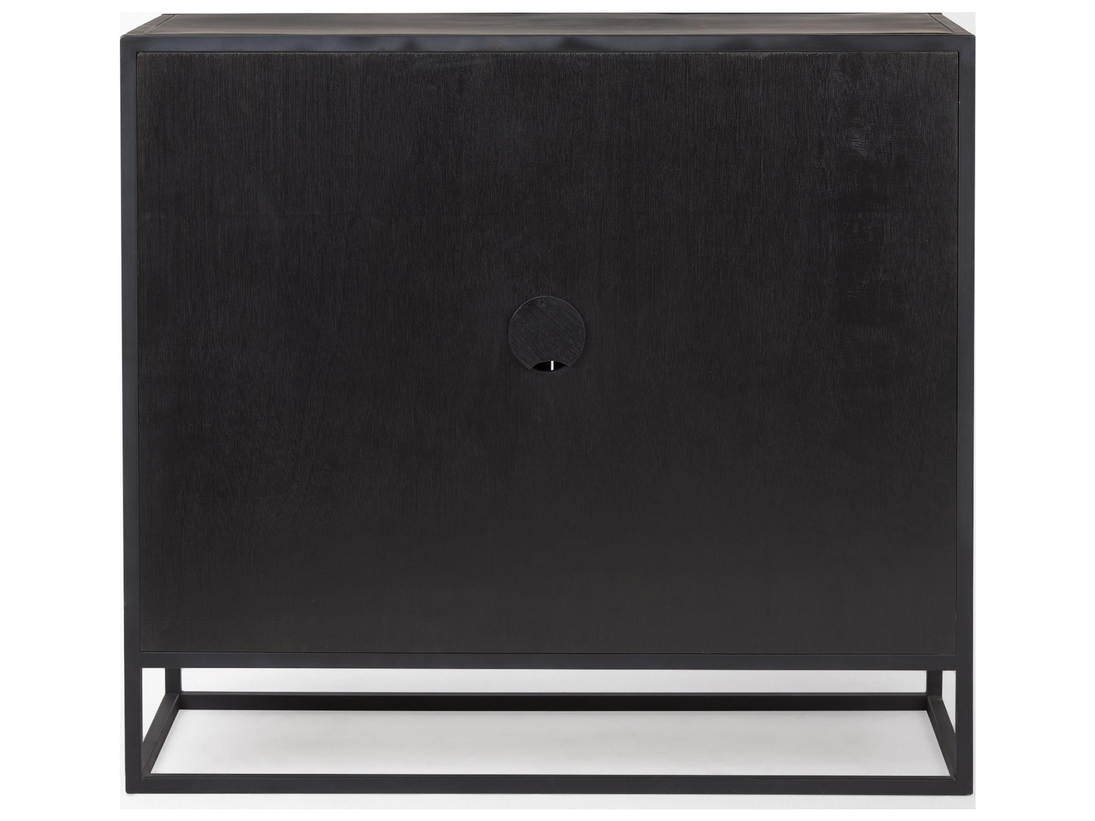 Mercana Sloan Black Wood W/Black Metal Frame Accent Cabinet