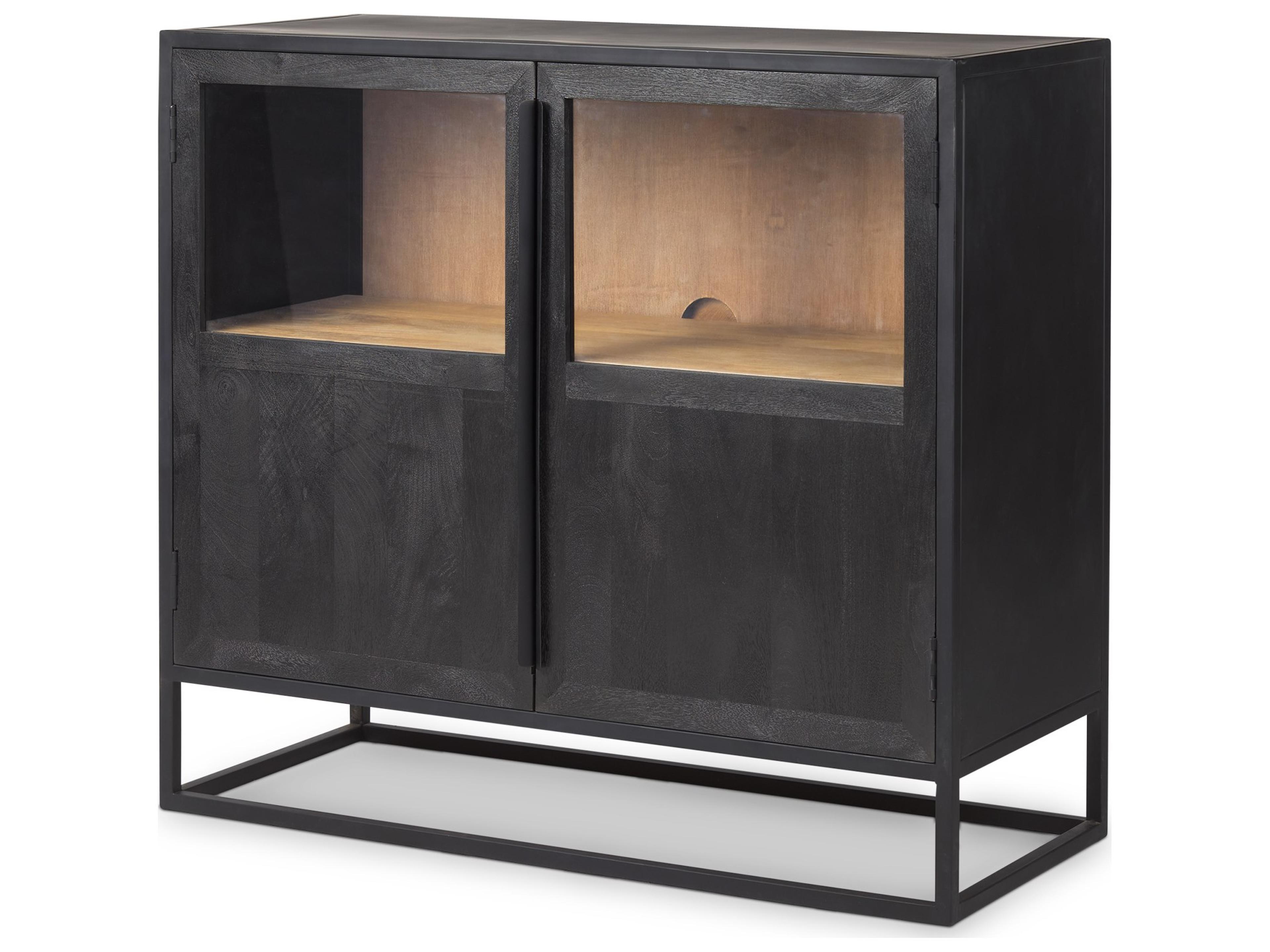 Sloan Black Wood W/Black Metal Frame Accent Cabinet