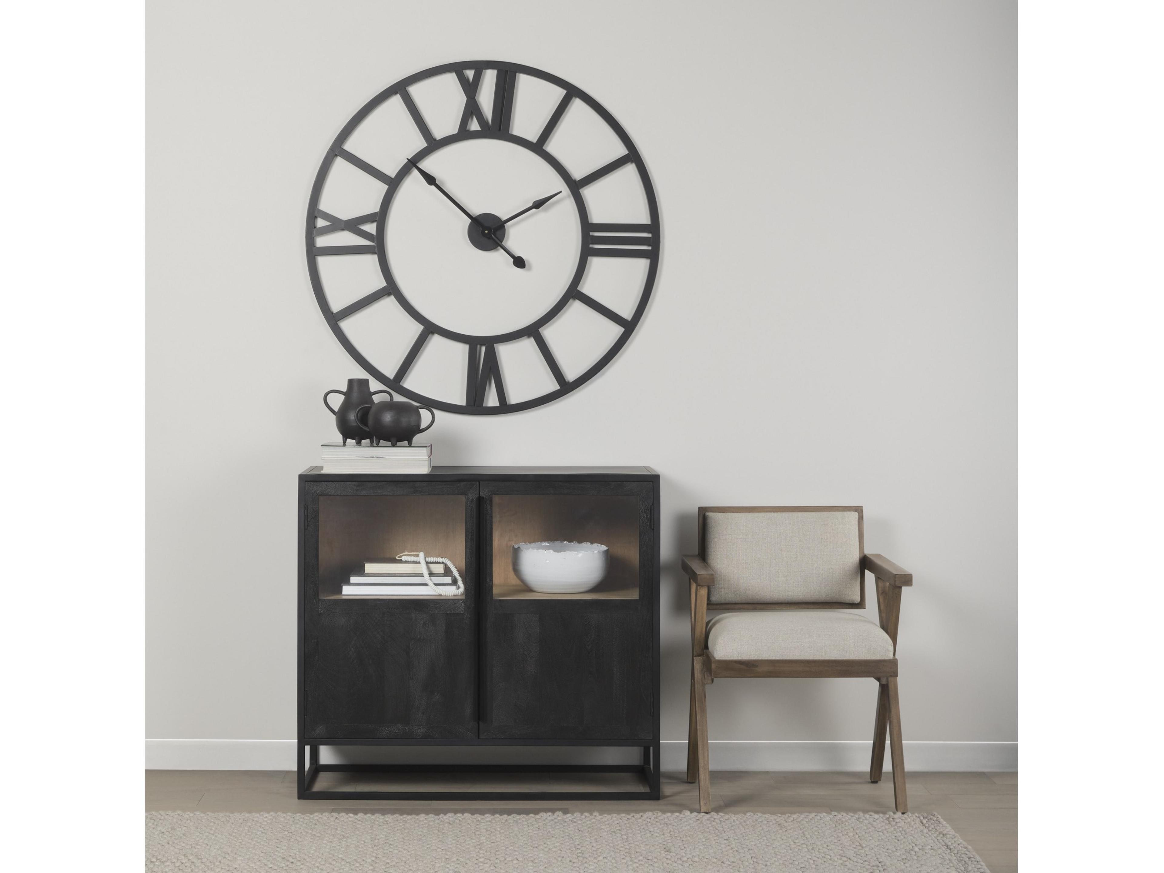Mercana Sloan Black Wood W/Black Metal Frame Accent Cabinet