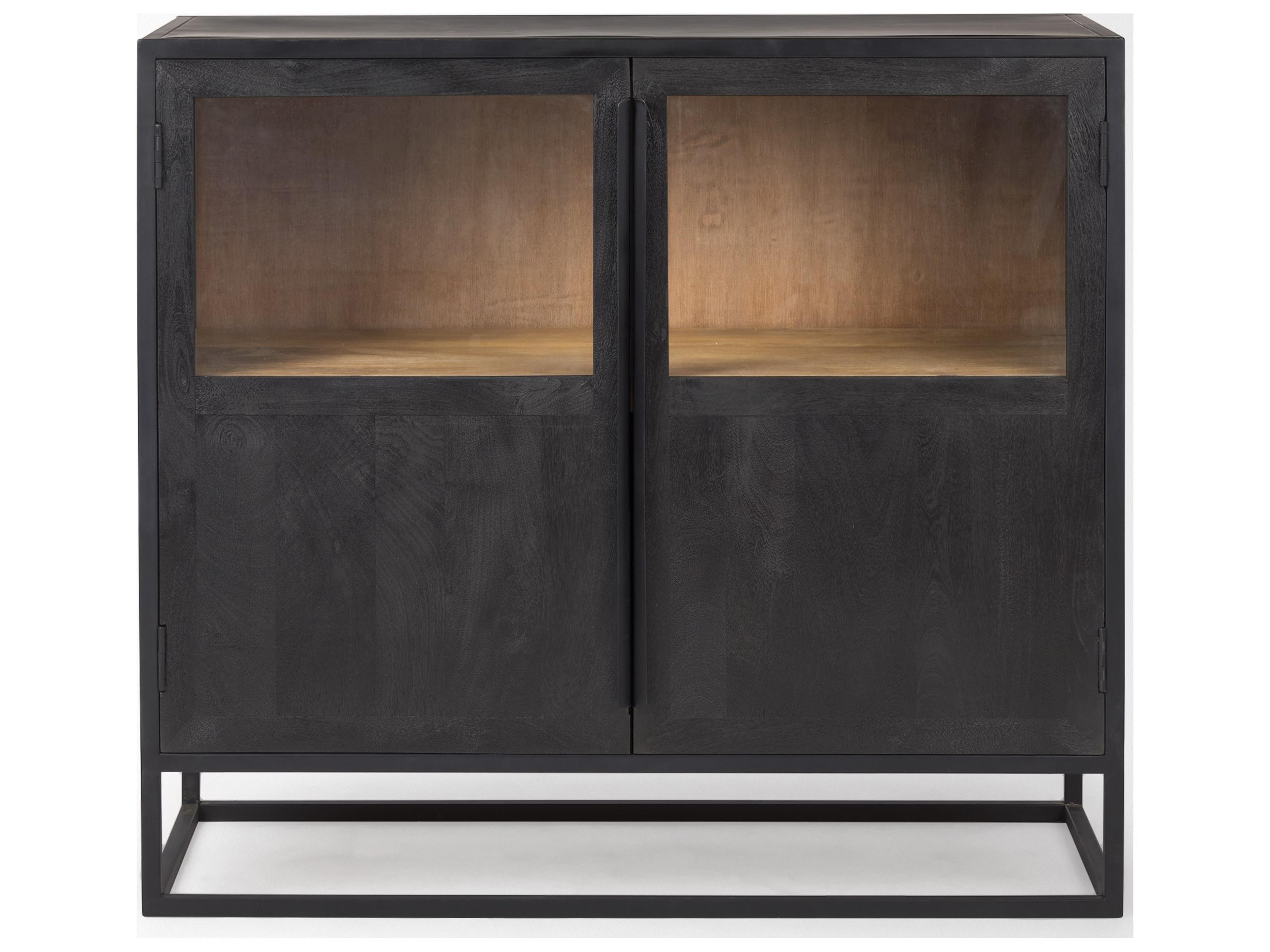 Mercana Sloan Black Wood W/Black Metal Frame Accent Cabinet