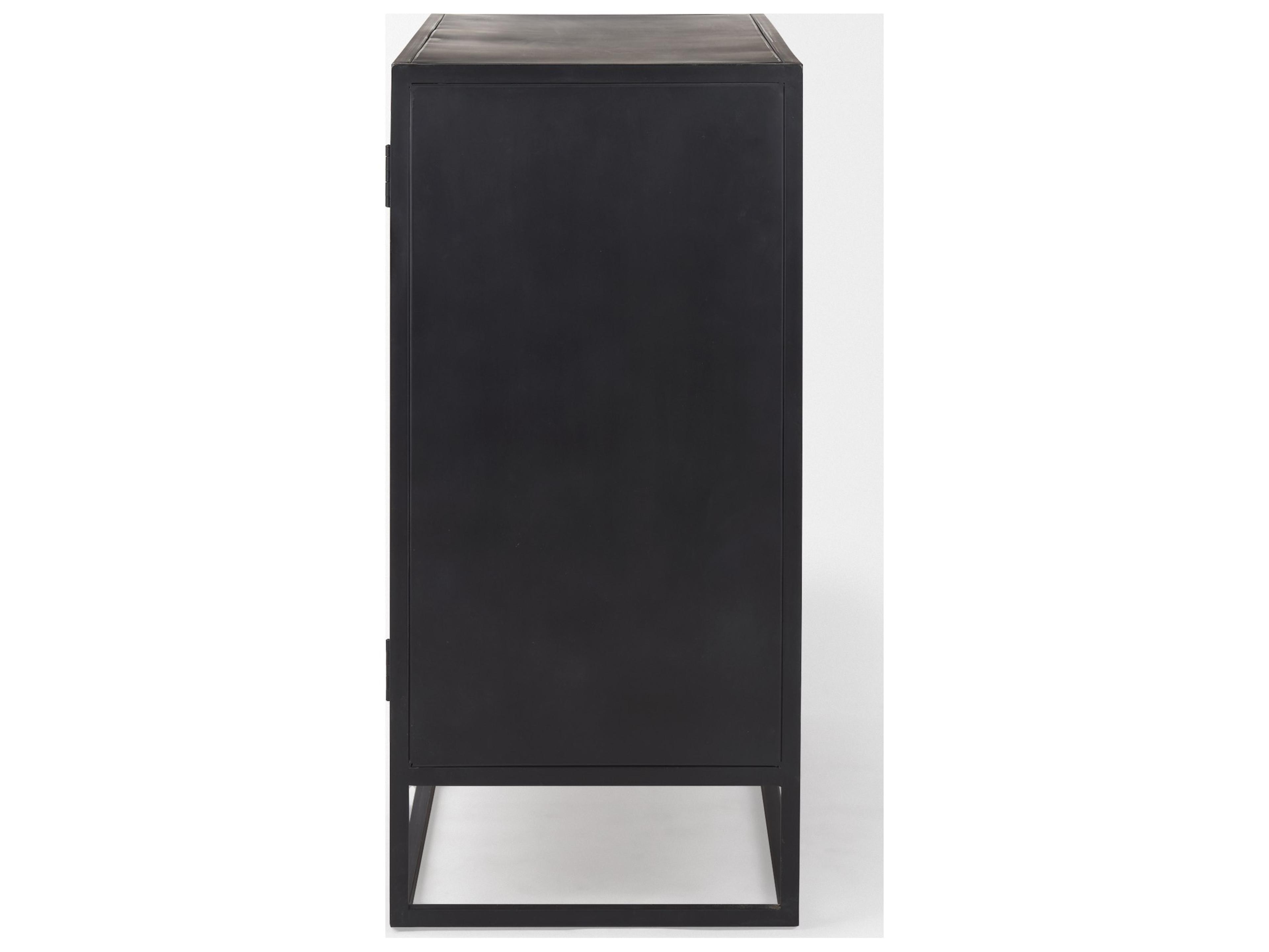 Mercana Sloan Black Wood W/Black Metal Frame Accent Cabinet