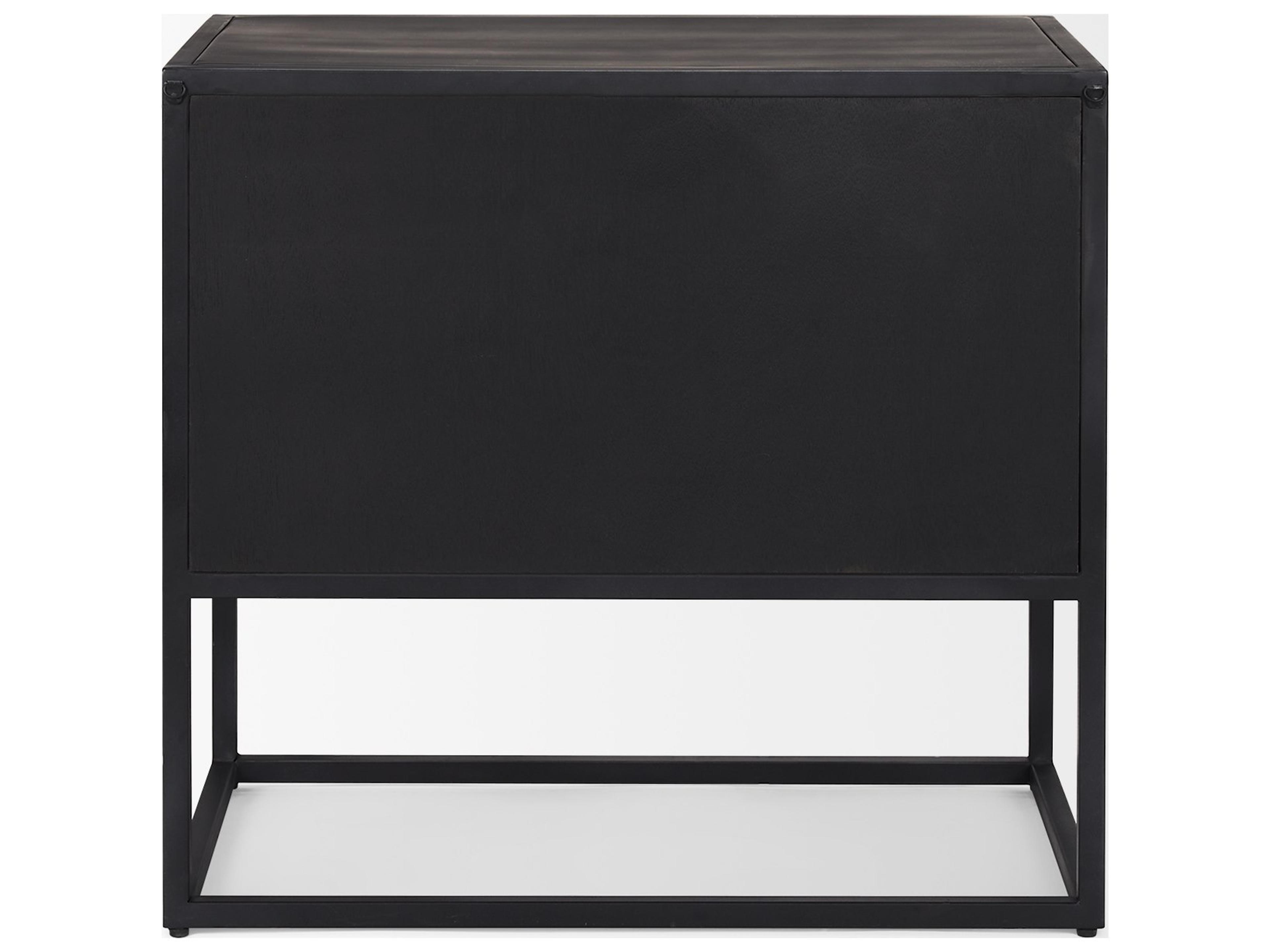 Mercana Sloan Black Wood W/Black Metal Frame Side Table