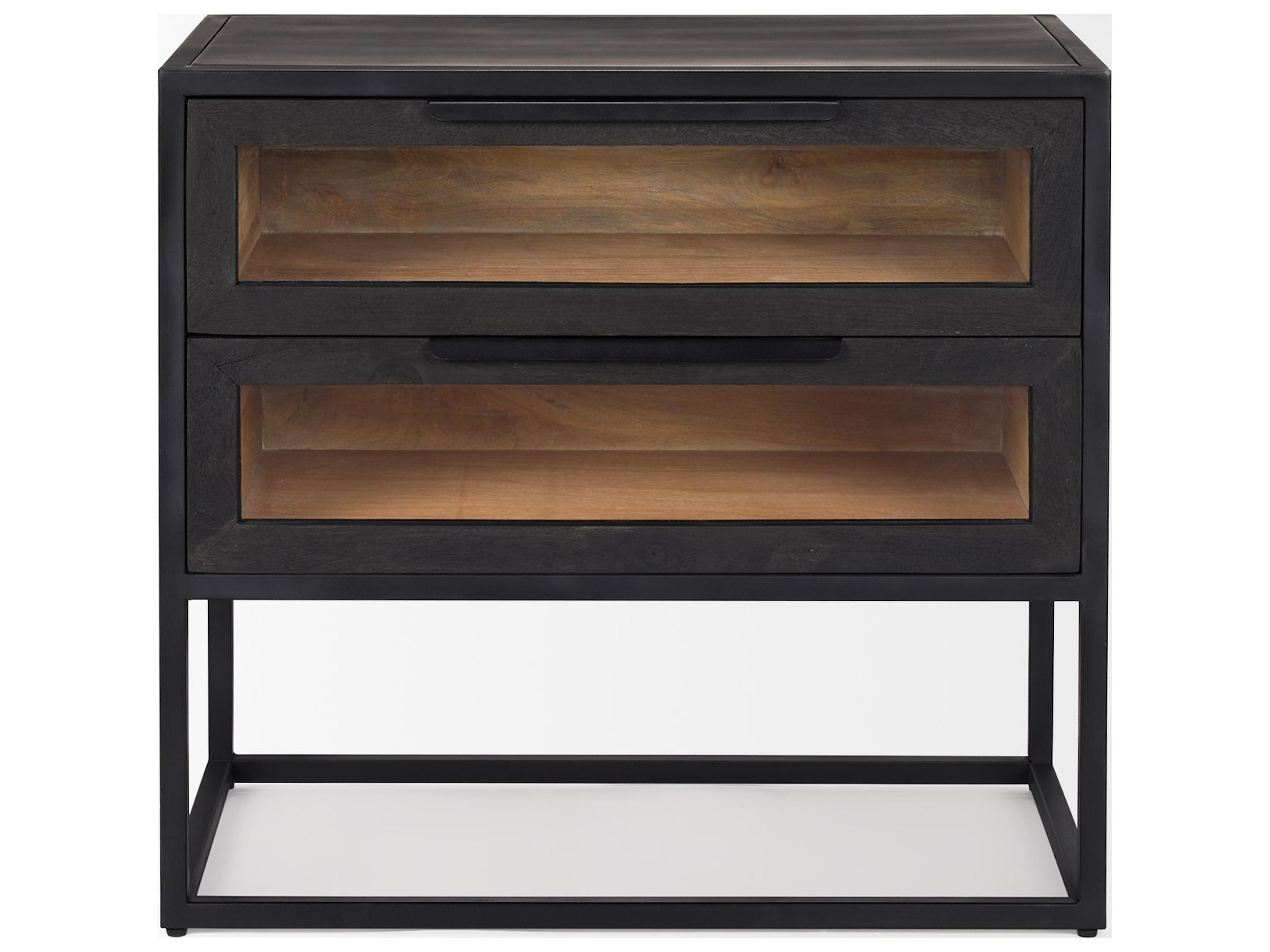 Mercana Sloan Black Wood W/Black Metal Frame Side Table