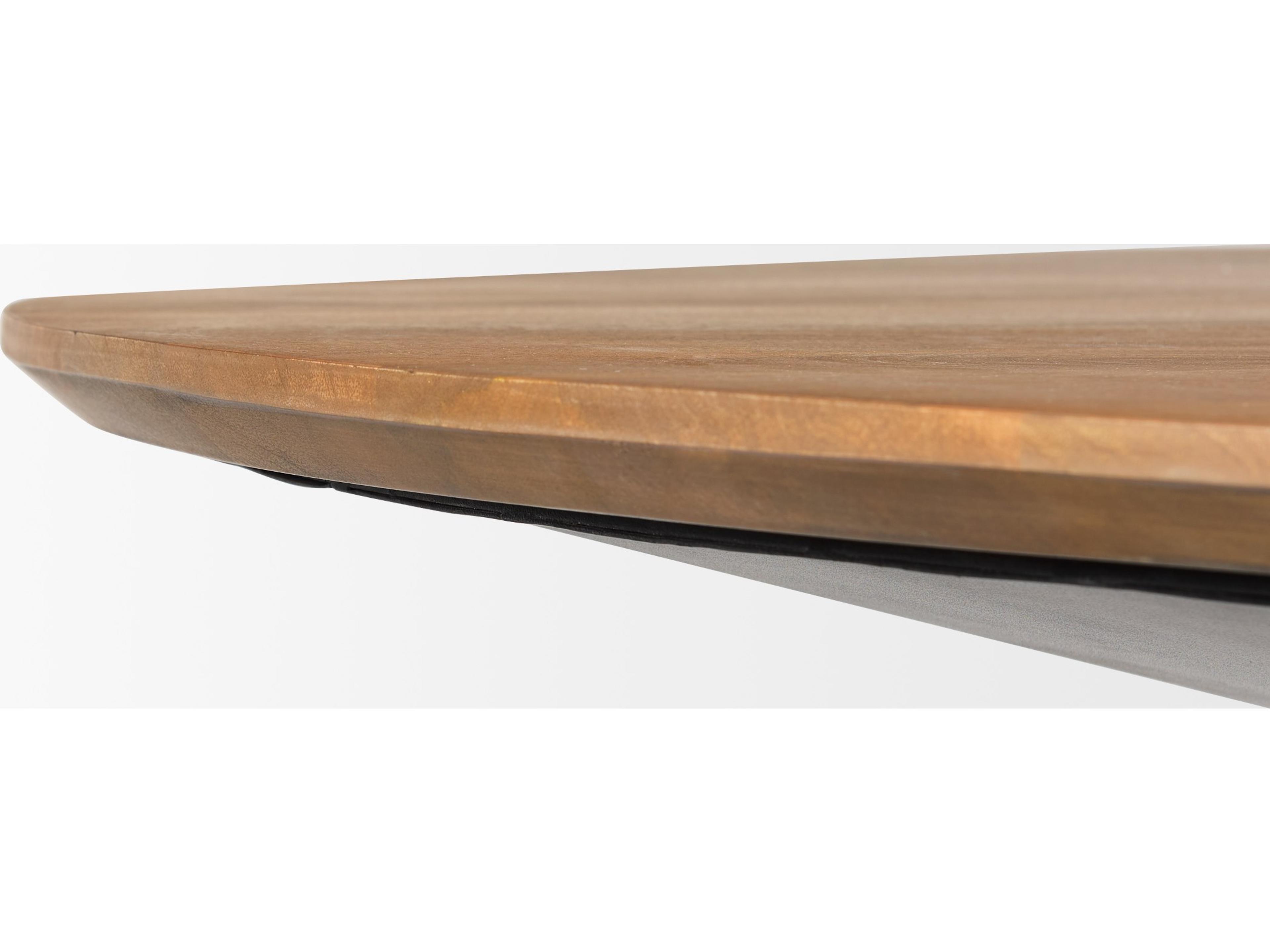 Mercana Mitchell Black Metal Pedestal Base with Brown Wood Top Dining Table 63.0L x 63.0W x 30.0H