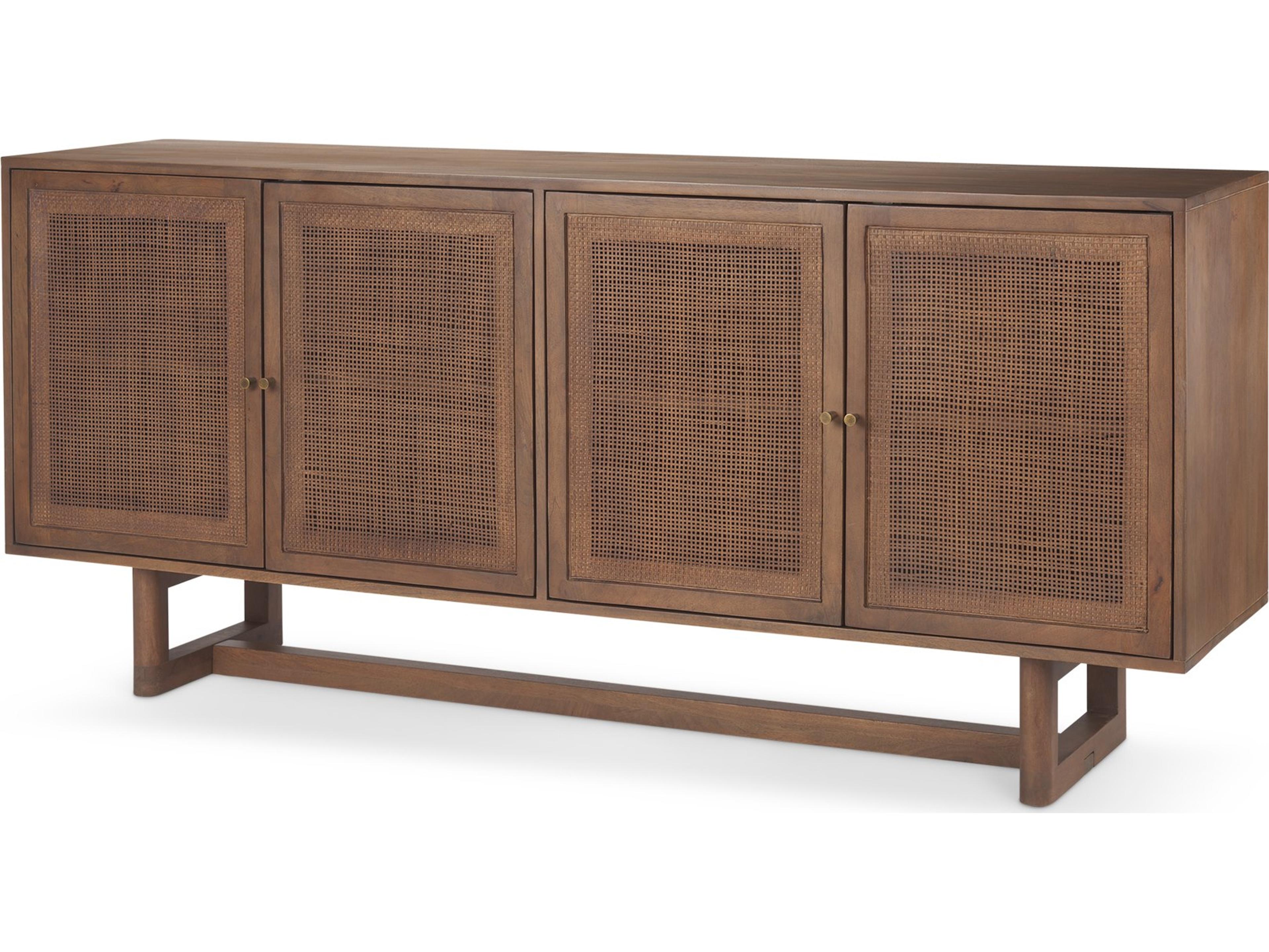 Grier Medium Brown Solid Wood W/Cane Sideboard