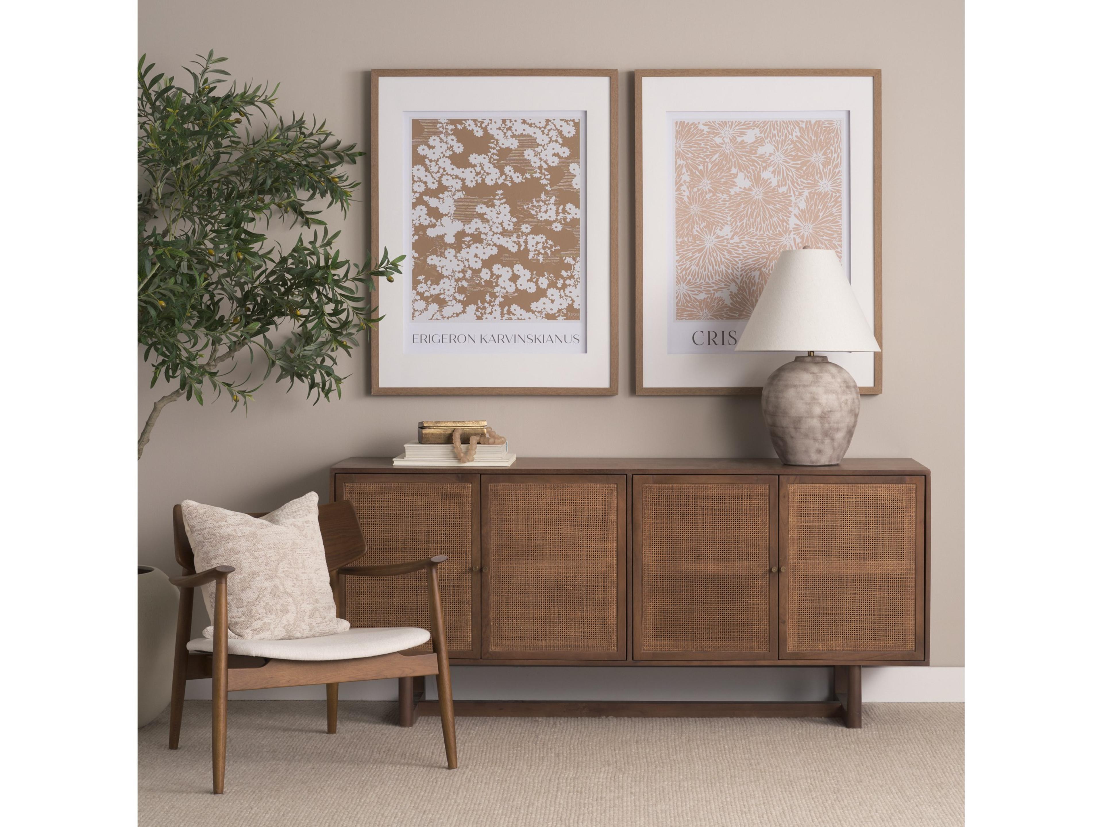 Mercana Grier Medium Brown Solid Wood W/Cane Sideboard