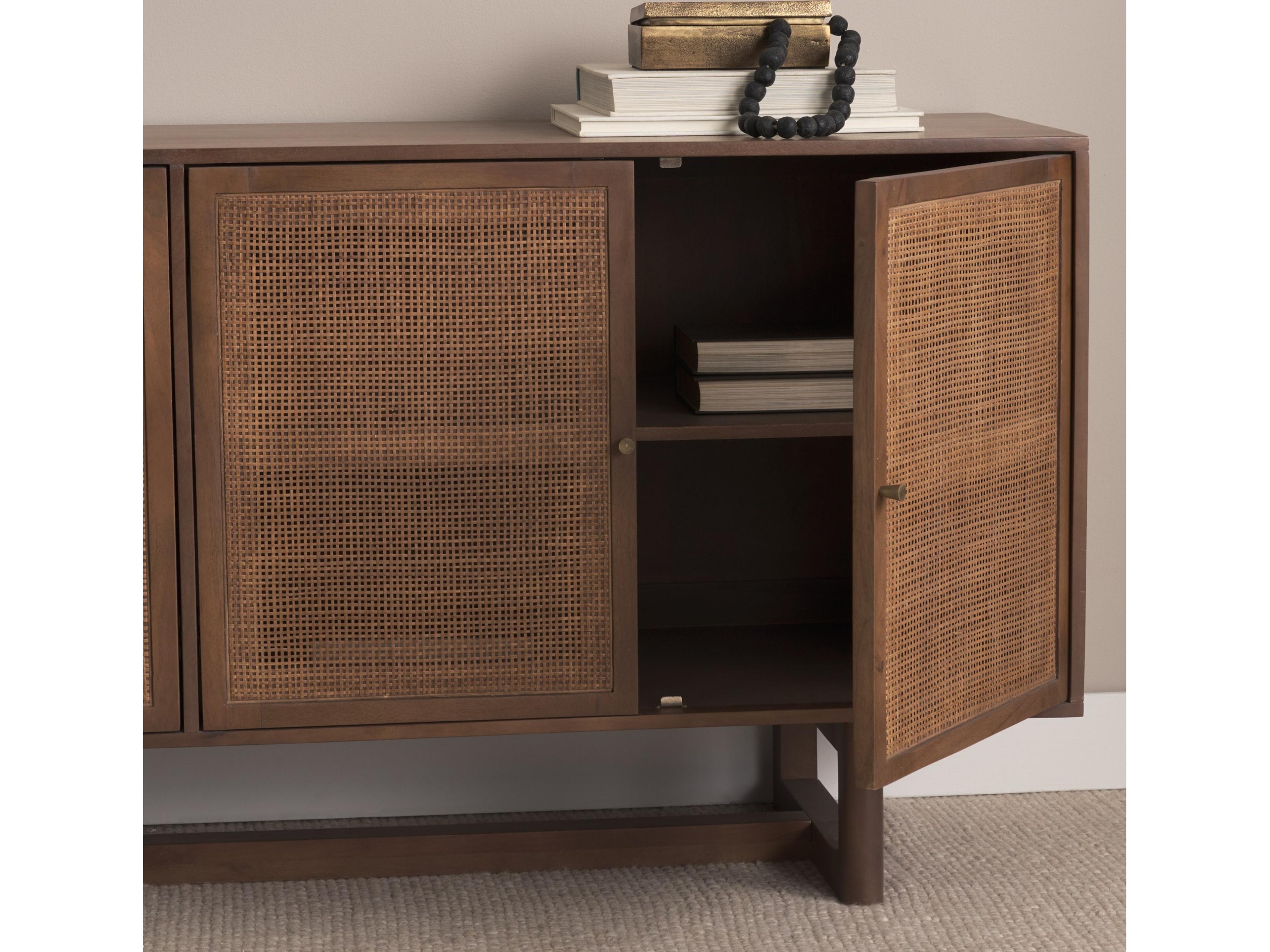 Mercana Grier Medium Brown Solid Wood W/Cane Sideboard