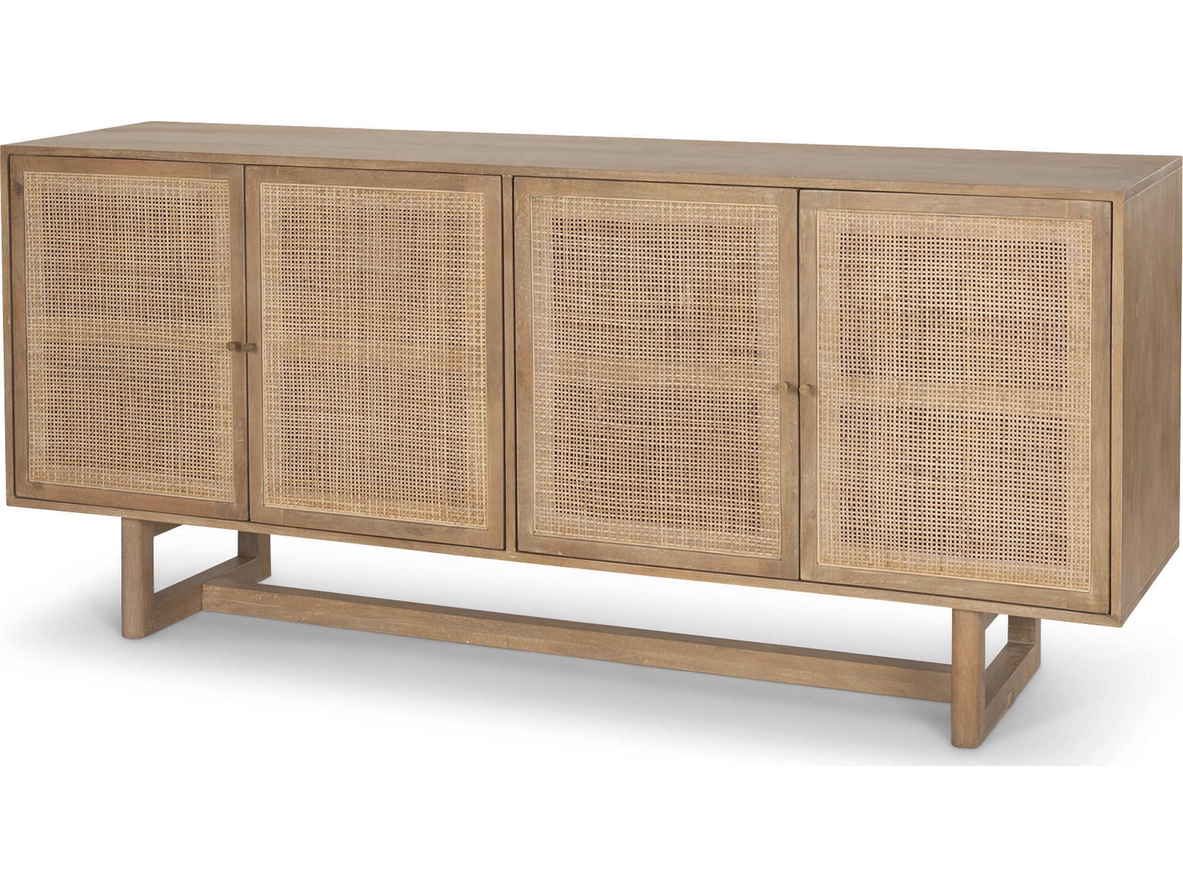 Grier 72" Light Brown Solid Wood W/ Cane Sideboard