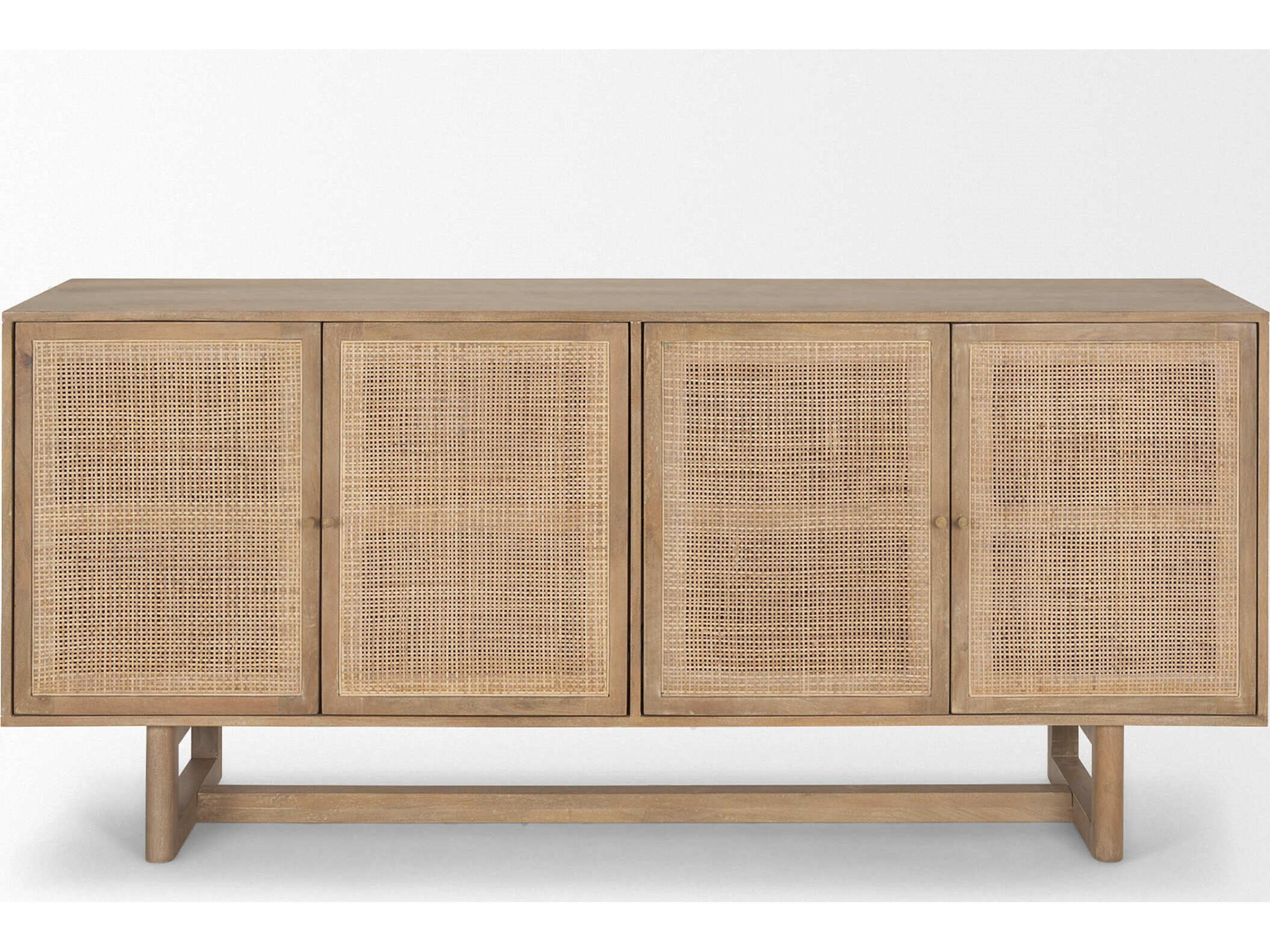 Mercana Grier 72" Light Brown Solid Wood W/ Cane Sideboard