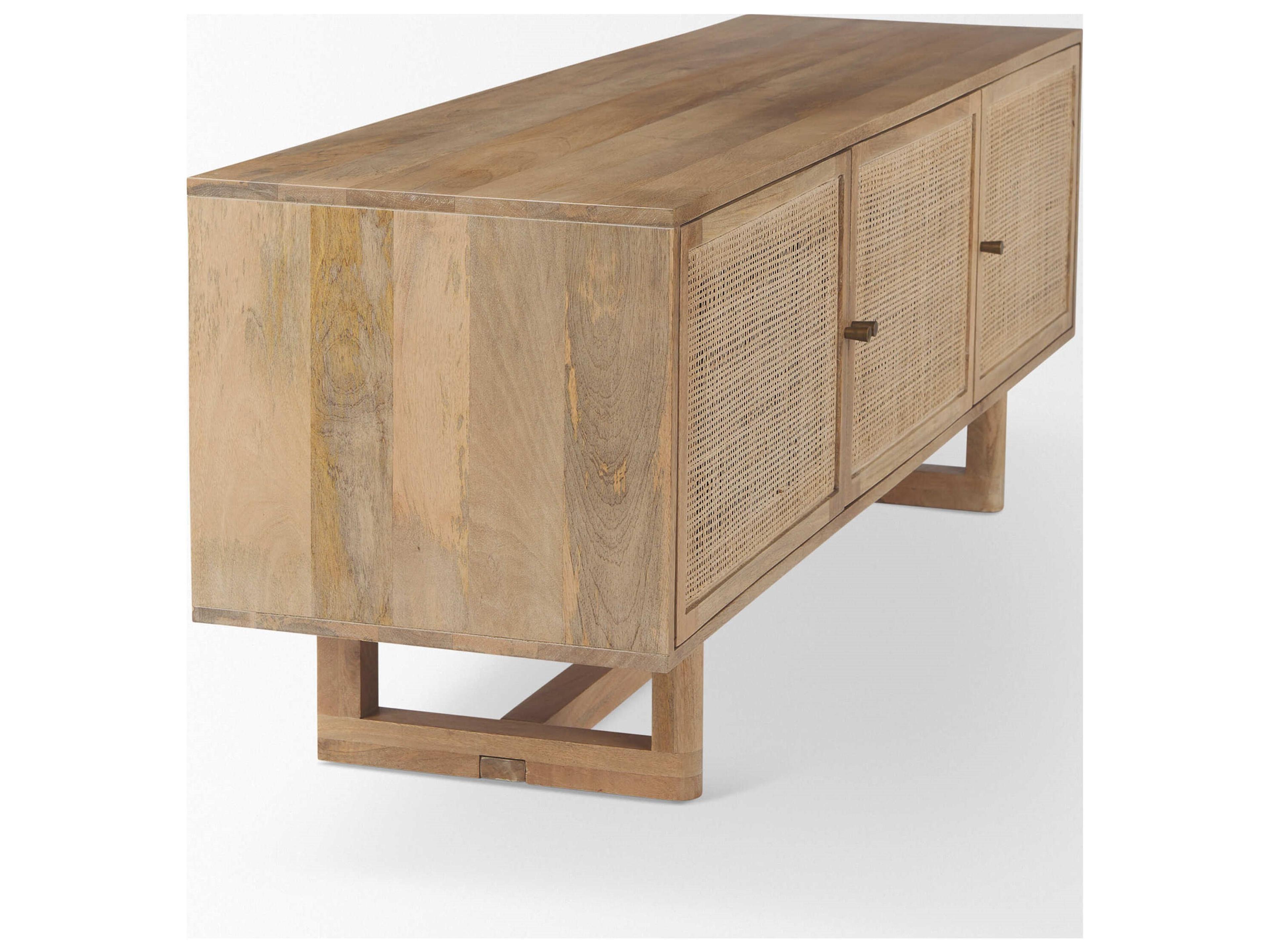 Mercana Grier 65" Light Brown Wood w/ Cane Media Console