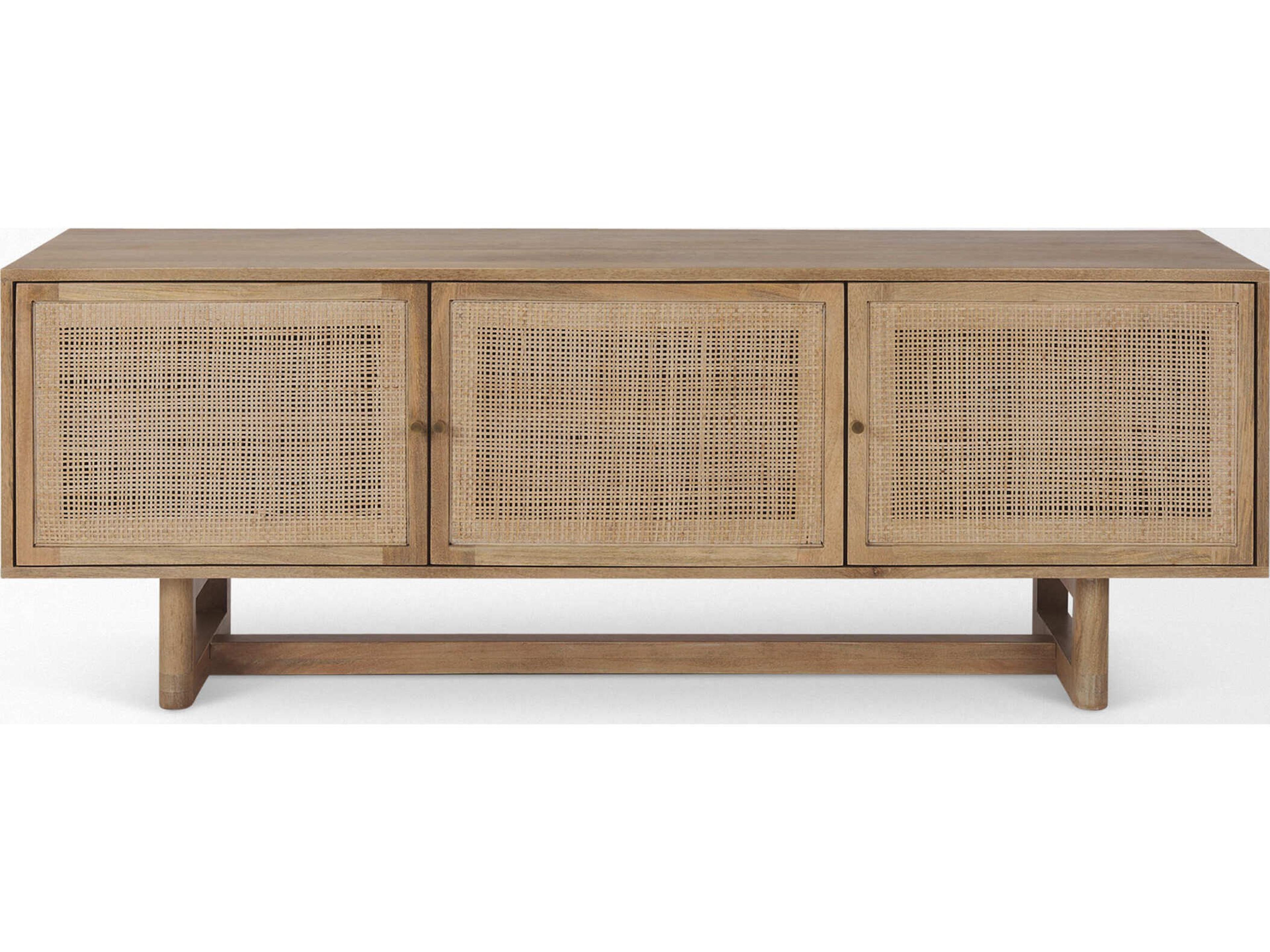 Mercana Grier 65" Light Brown Wood w/ Cane Media Console